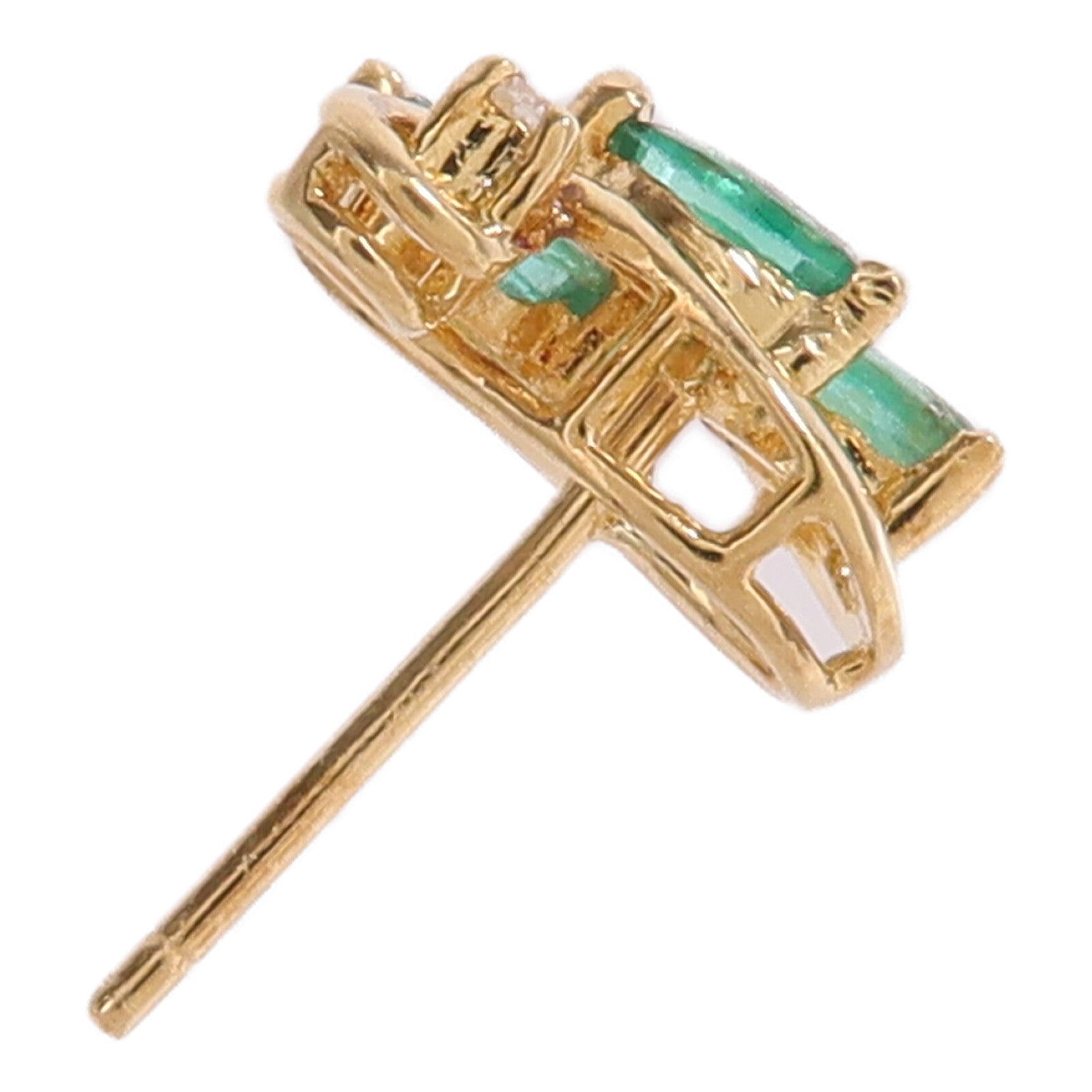 JEWELRY 【激減優惠】18K黃金Emerald Diamond Earrings綠寶石/鑽石耳環