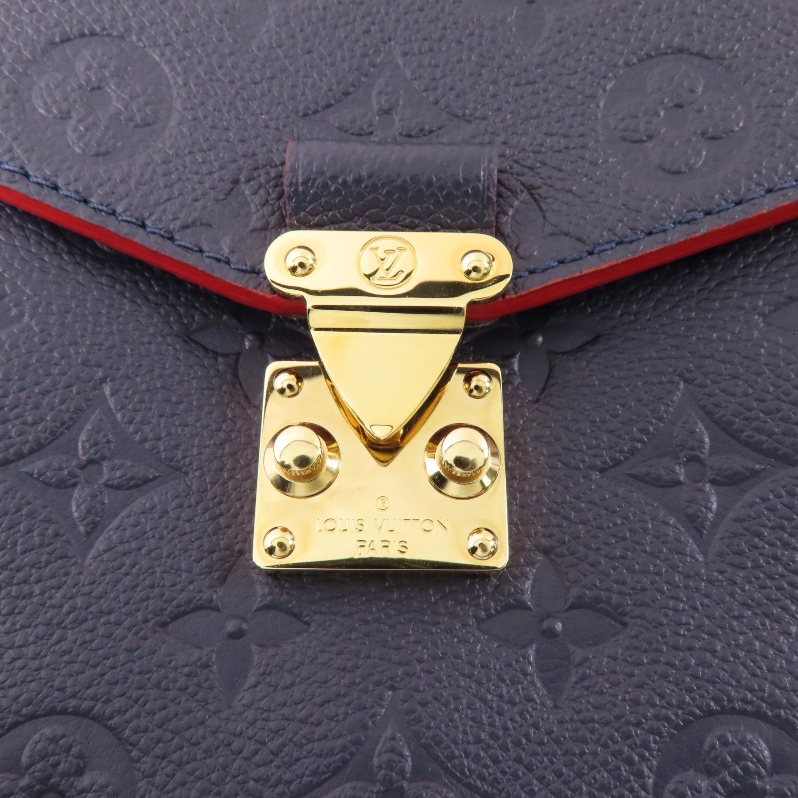 LOUIS VUITTON Monogram Empreinte Pochette Metis金扣手挽肩背兩用袋深藍色