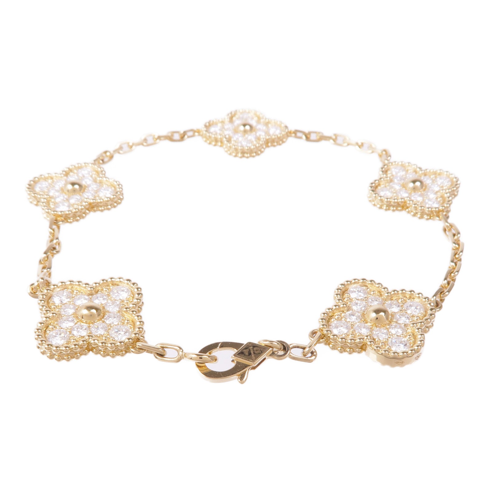 Van Cleef & Arpels Alhambra Diamond Bracelet 18K Yellow Gold