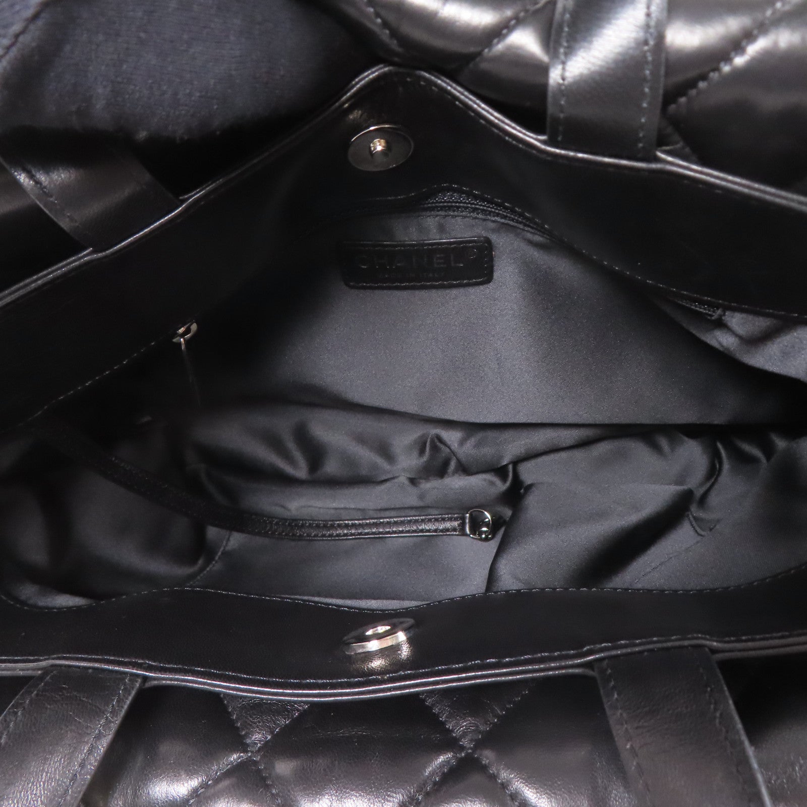 CHANEL 皮革3 Compartment Top Quilted銀扣鏈帶手挽肩背兩用袋