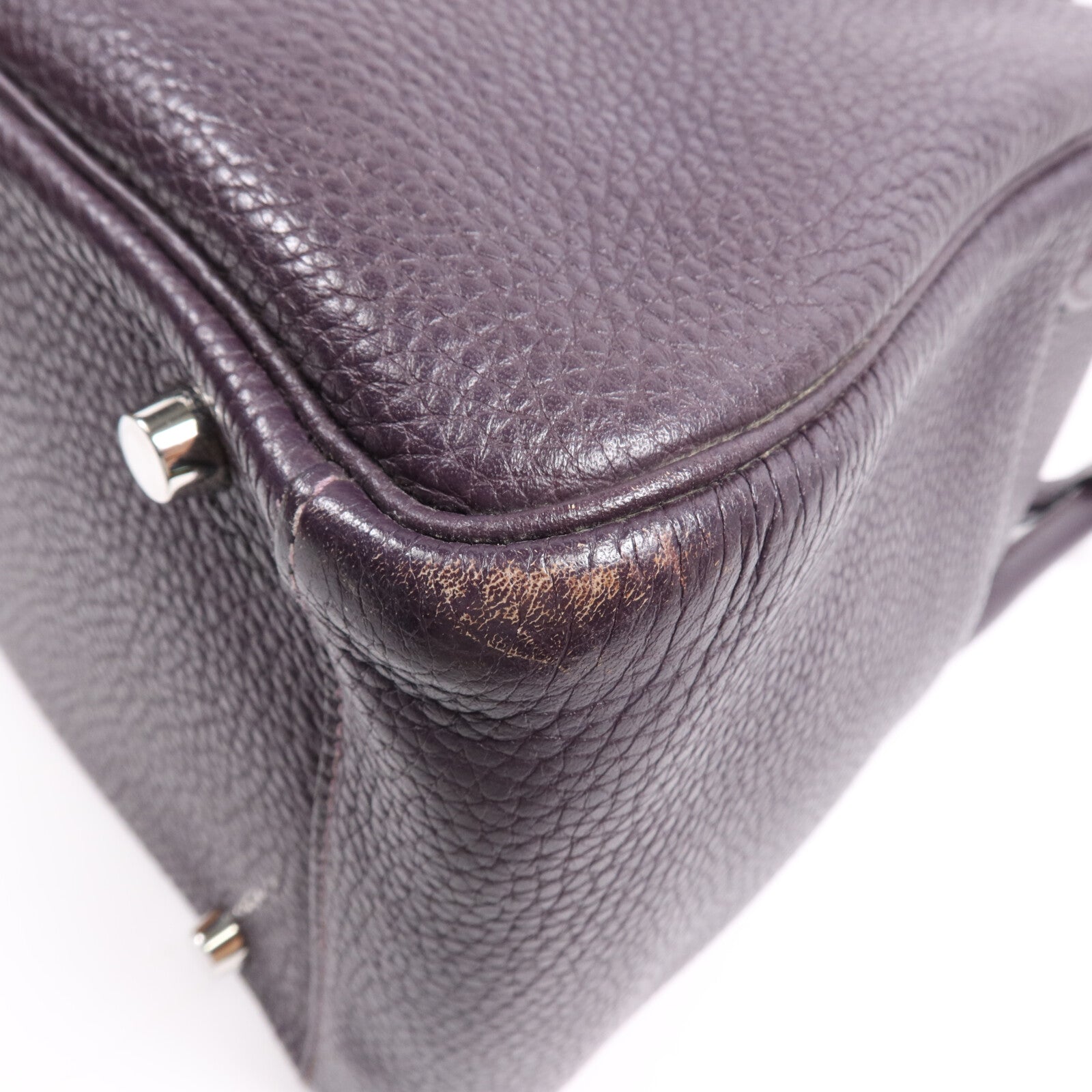 HERMES Clemence皮革Lindy 30銀扣手挽肩背兩用袋Raisin