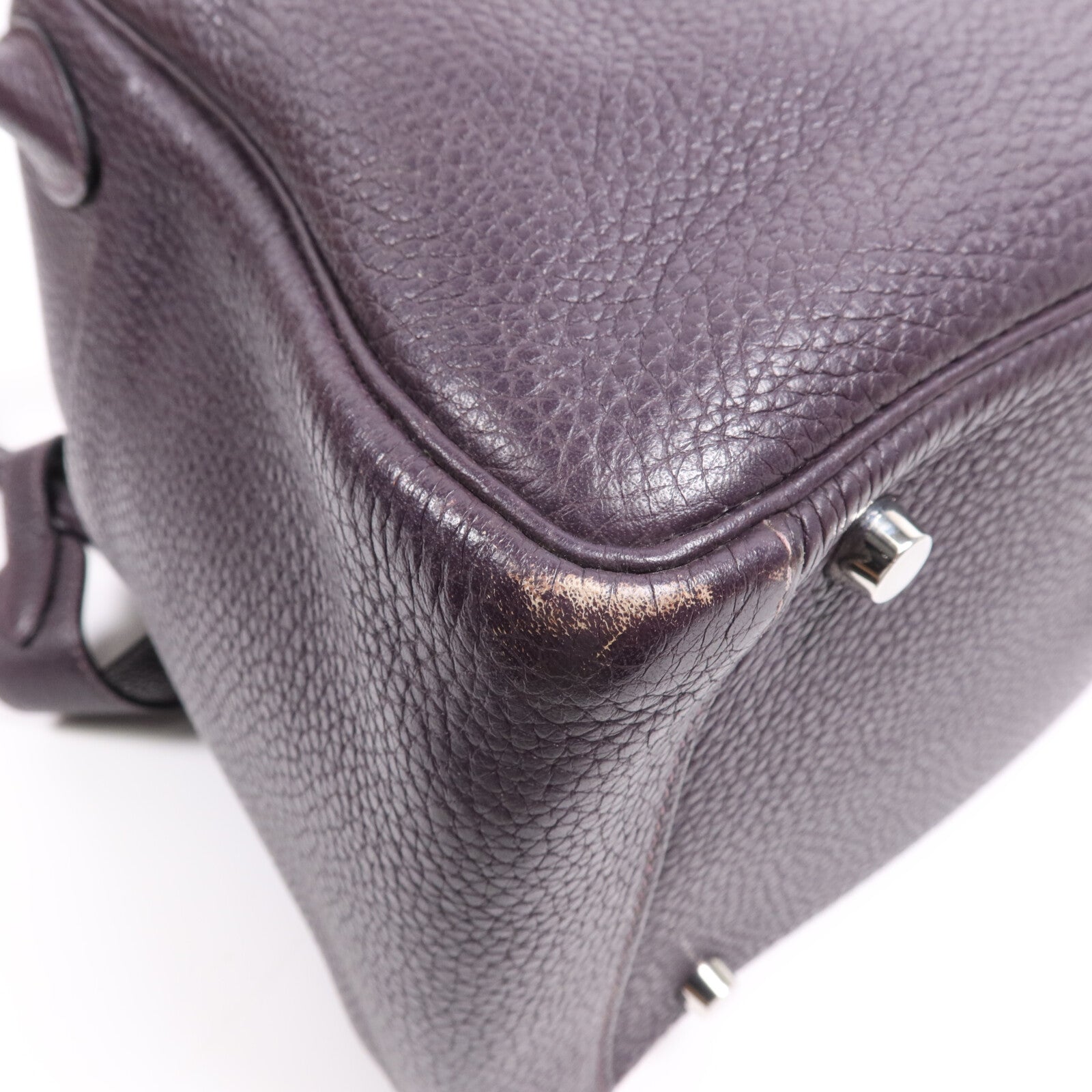 HERMES Clemence皮革Lindy 30銀扣手挽肩背兩用袋Raisin