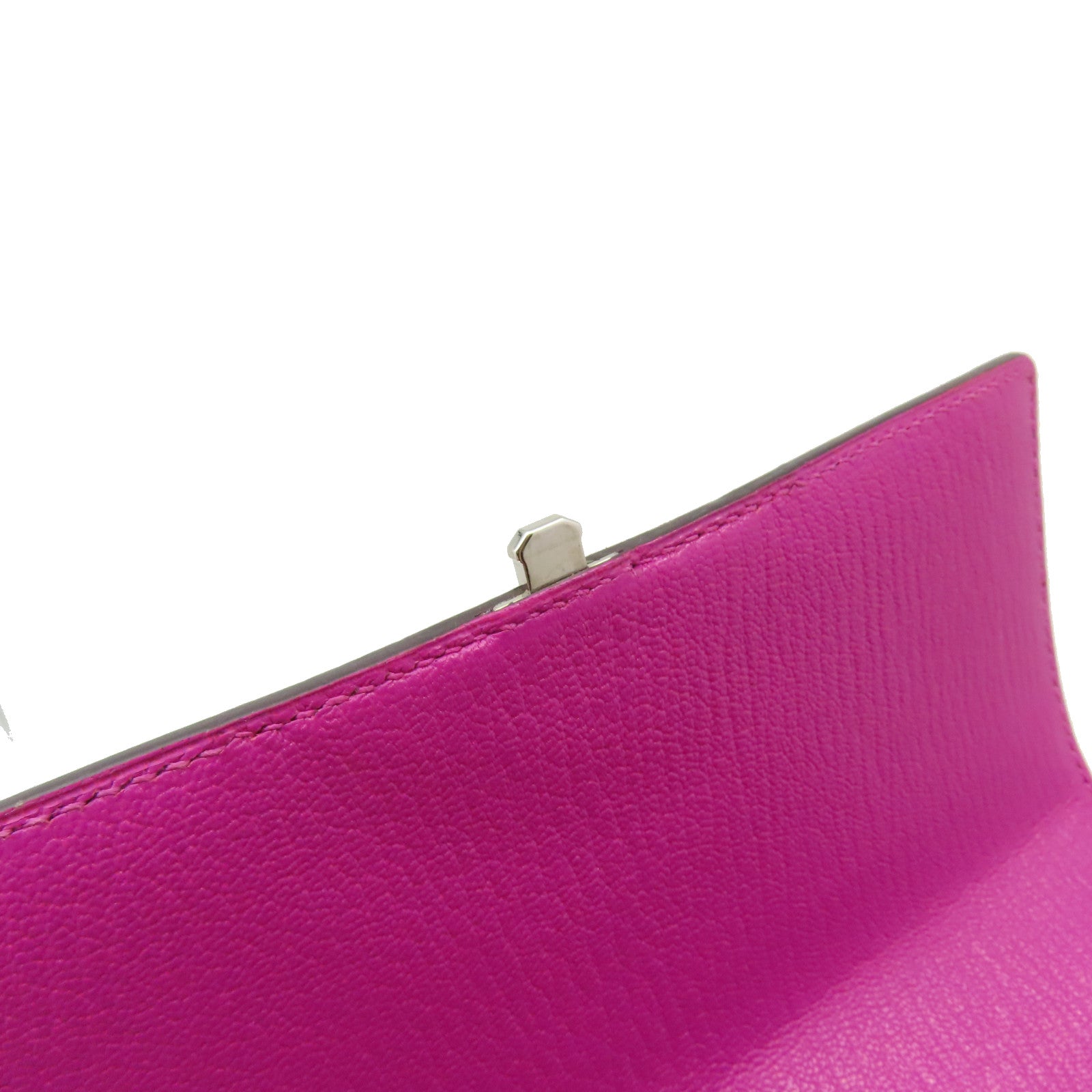 HERMES 【激減優惠】Chevre皮革Cinhetiz 2Way Shoulder Bag銀扣鏈帶手挽肩背兩用袋Rose Purple玫瑰紫色