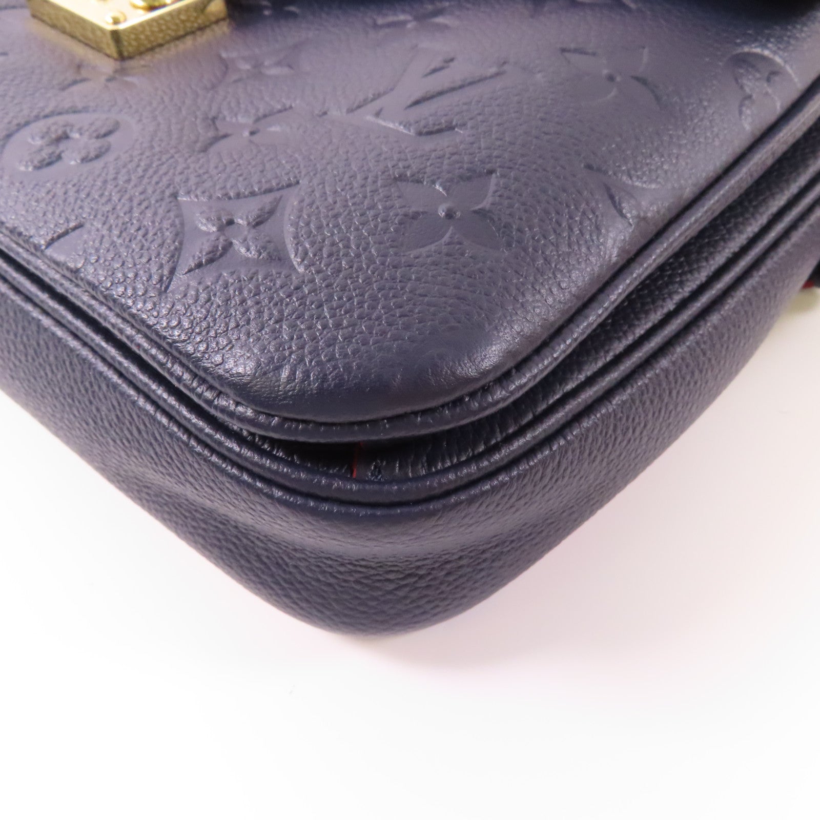 LOUIS VUITTON Monogram Empreinte Pochette Metis金扣手挽肩背兩用袋深藍色