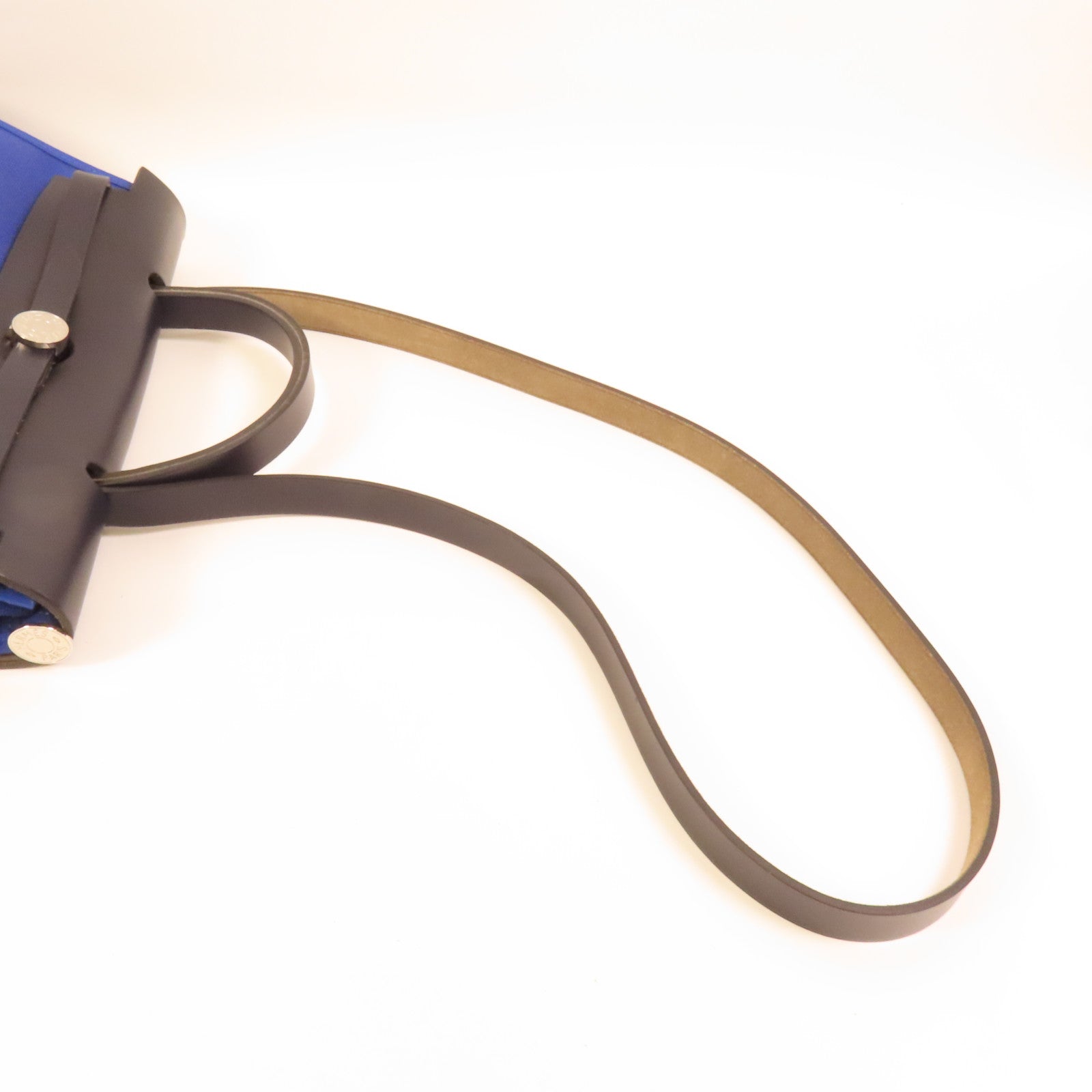 HERMES 帆布Herbag PM銀扣手挽肩背兩用袋Blue Electrique