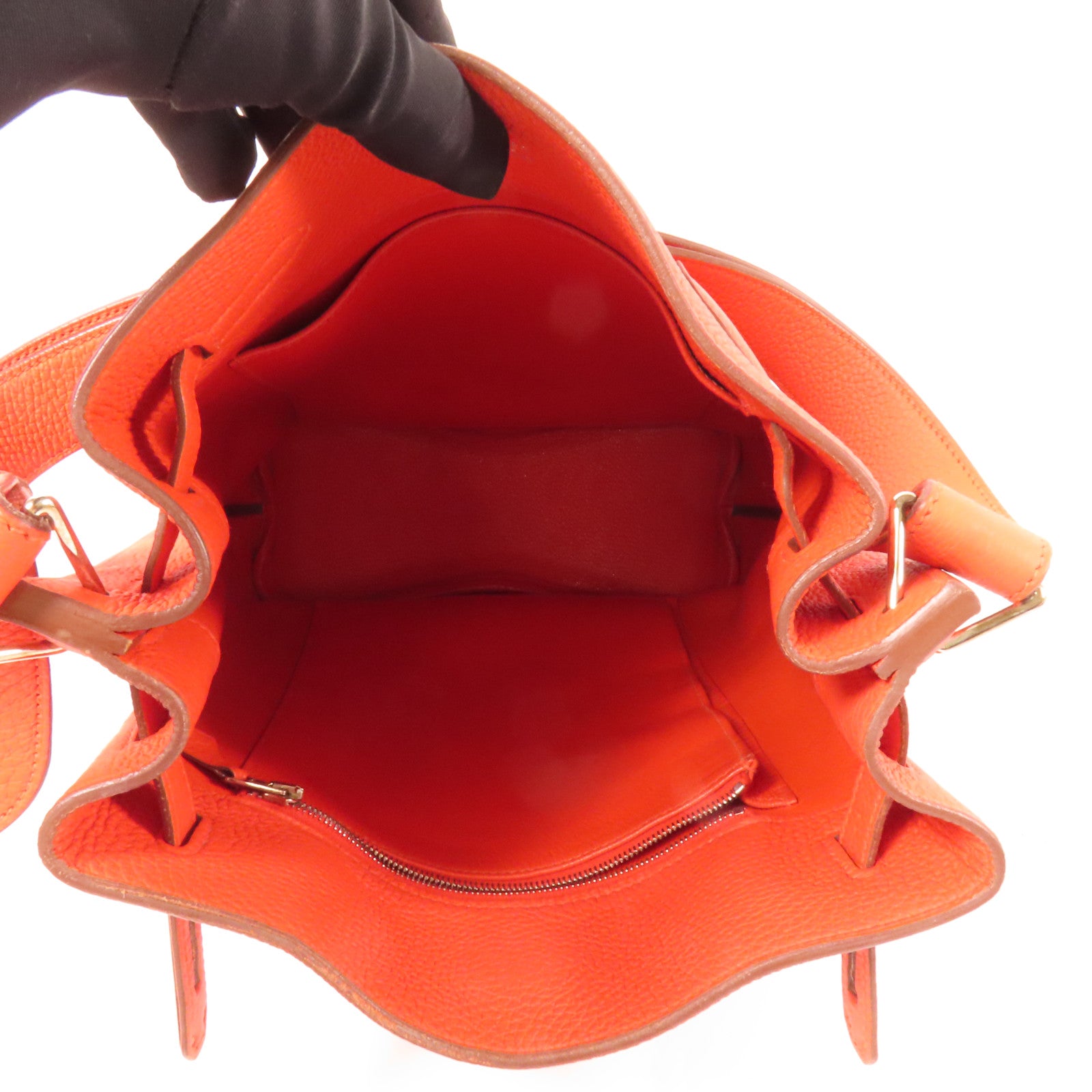 HERMES Togo皮革So Kelly 22銀扣肩背袋Capucine