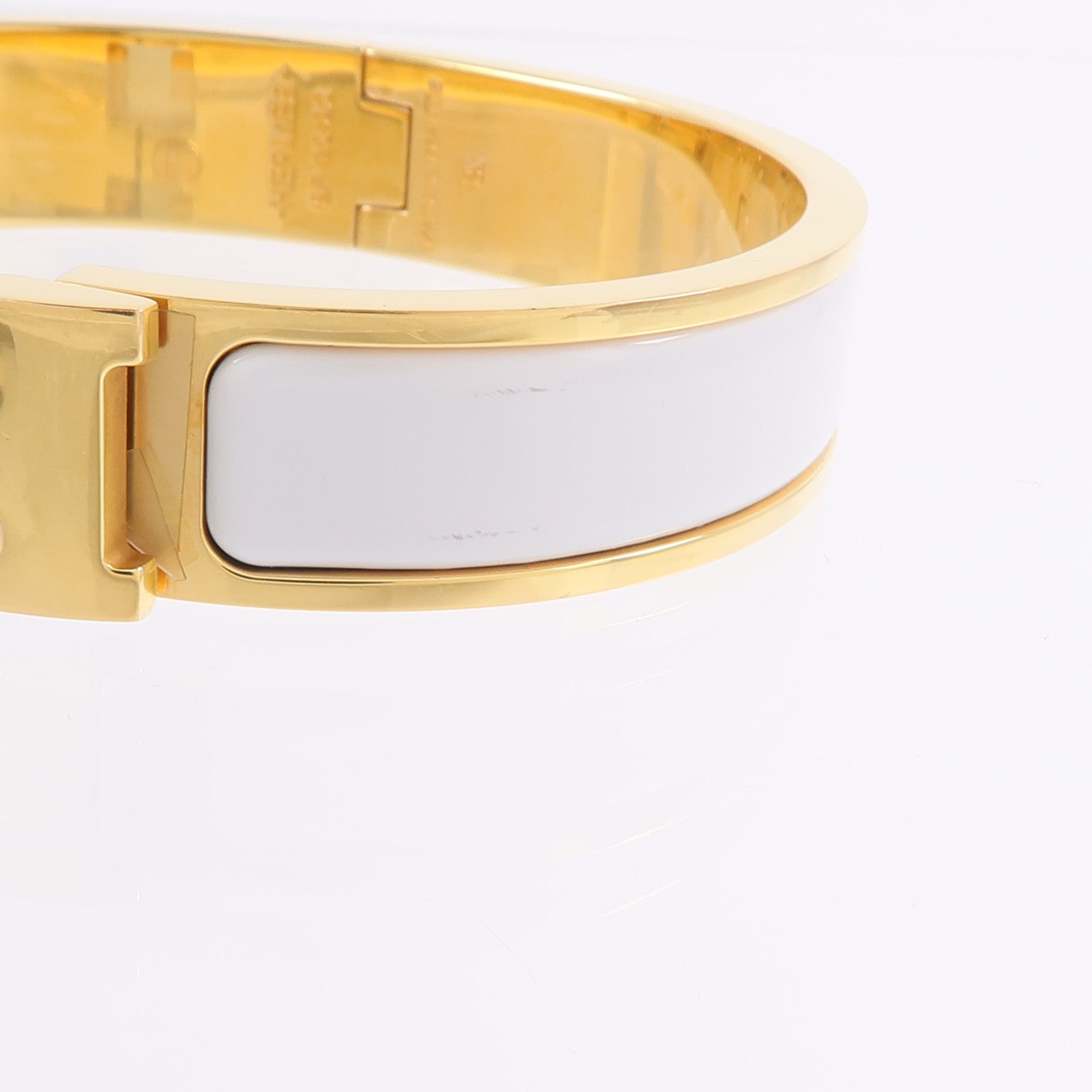 HERMES 金屬/琺瑯Clic H Bracelet手鐲Blanc