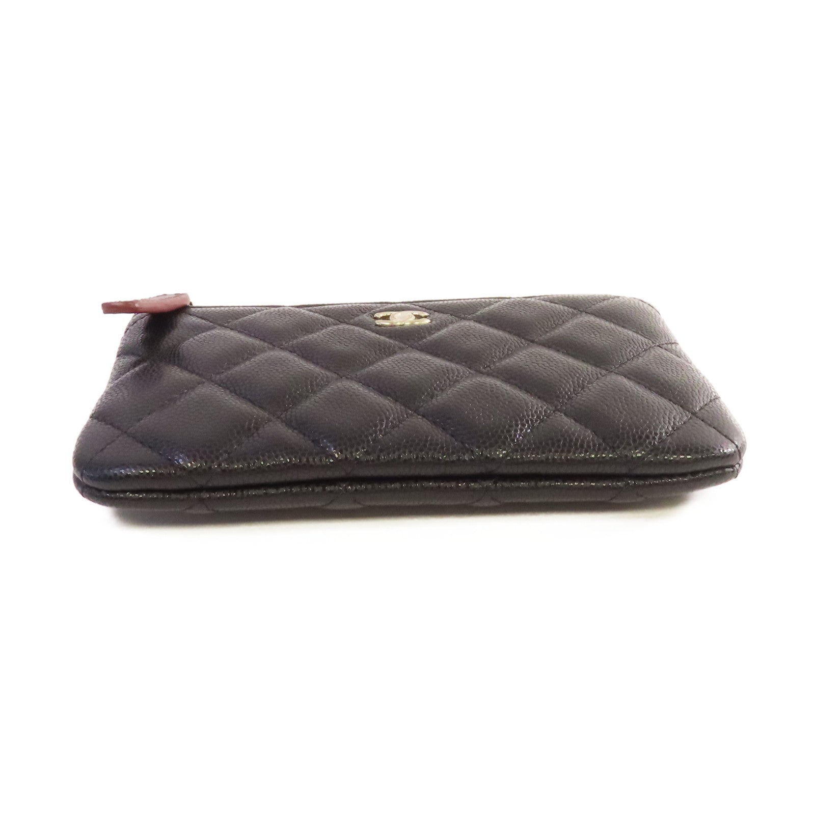 CHANEL 菱格Caviar皮革Coin Card Case金扣零錢包/卡片套黑色