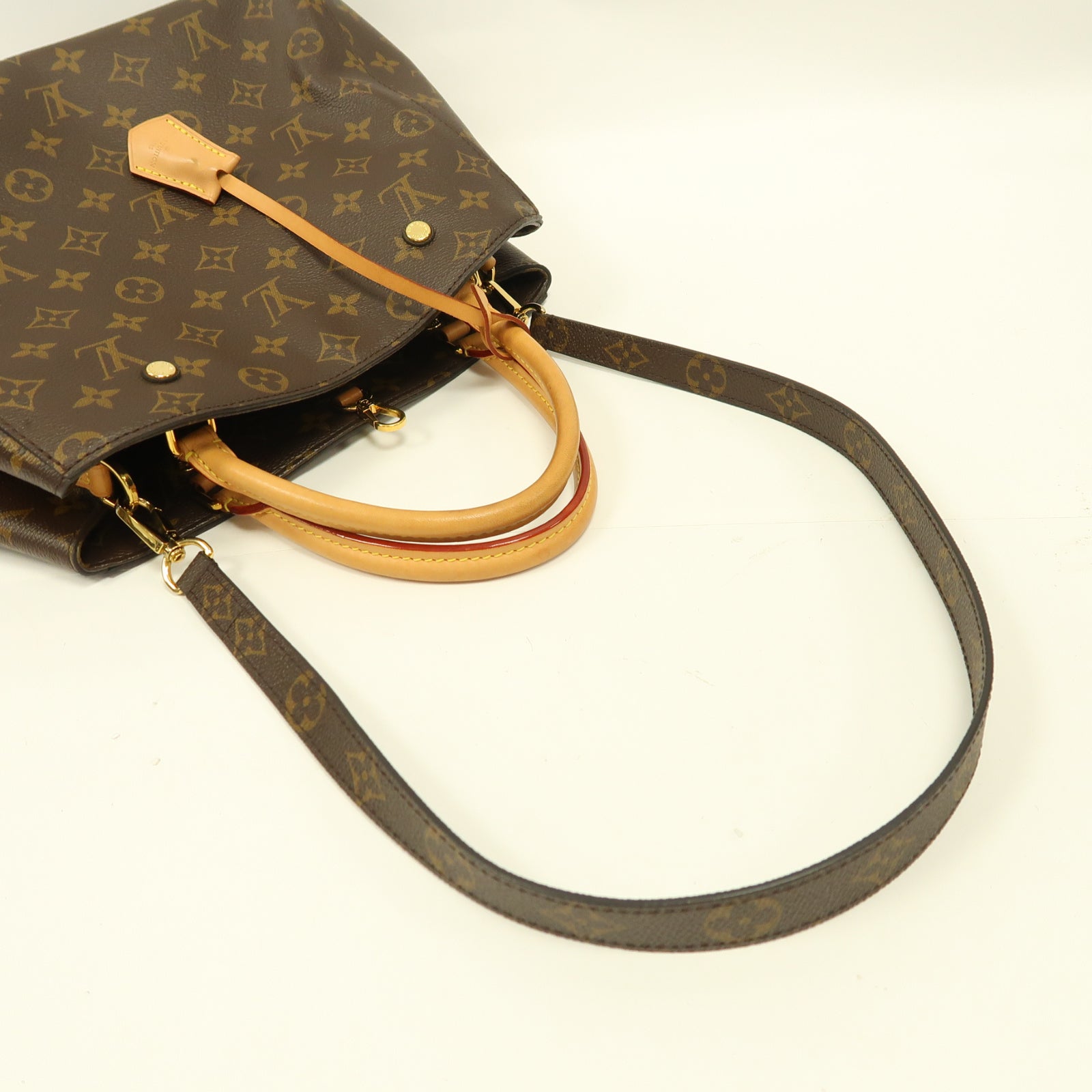 LOUIS VUITTON Monogram Montaigne MM金扣手挽肩背兩用袋啡色