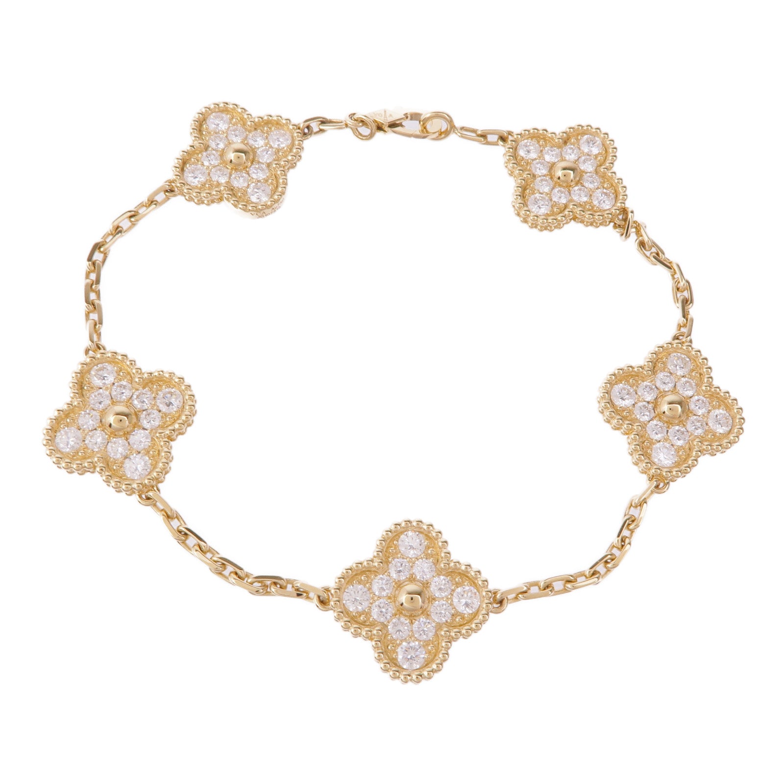 Van Cleef & Arpels 【激減優惠】18K黃金Vintage Alhambra Bracelet鑽石手鏈