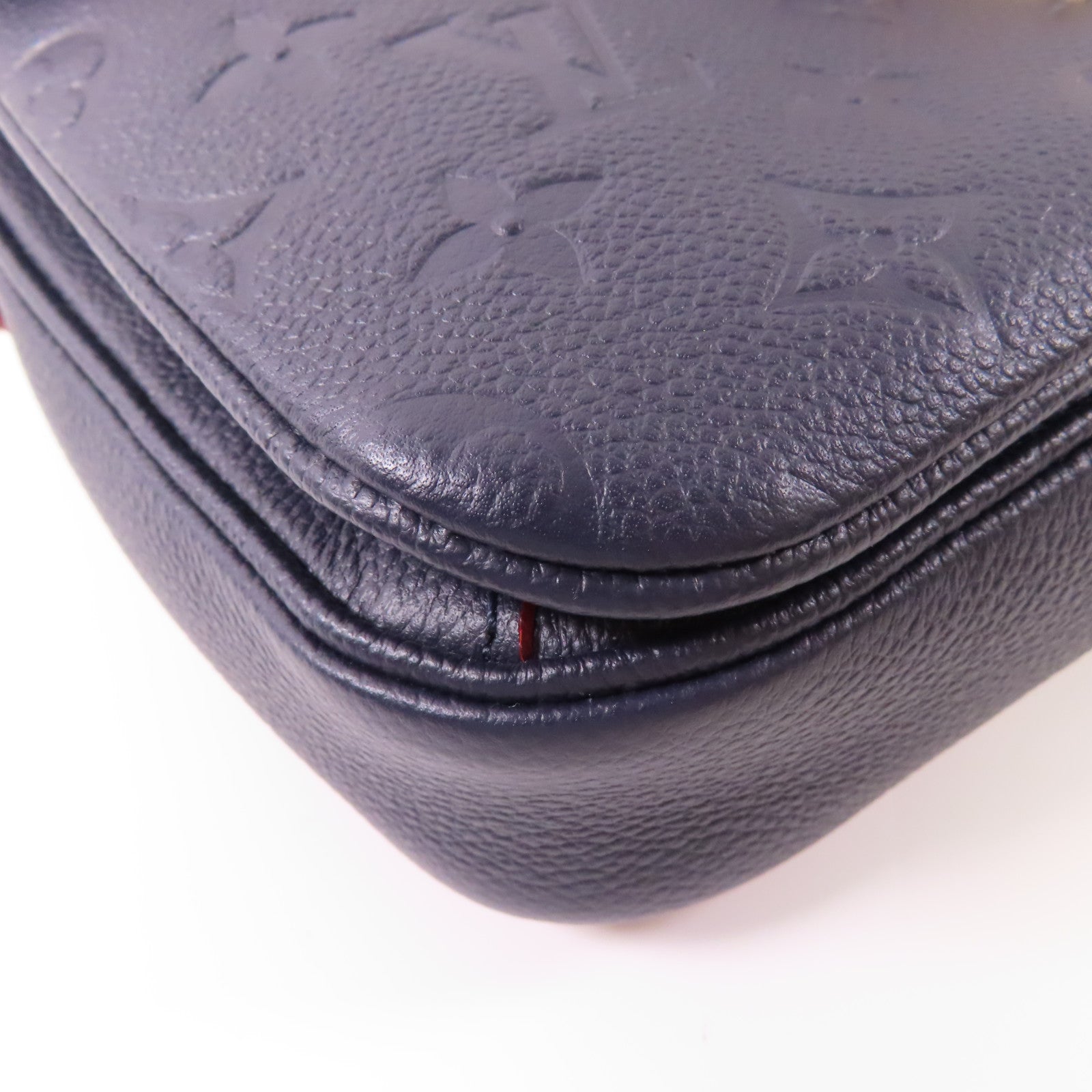 LOUIS VUITTON Monogram Empreinte Pochette Metis金扣手挽肩背兩用袋深藍色