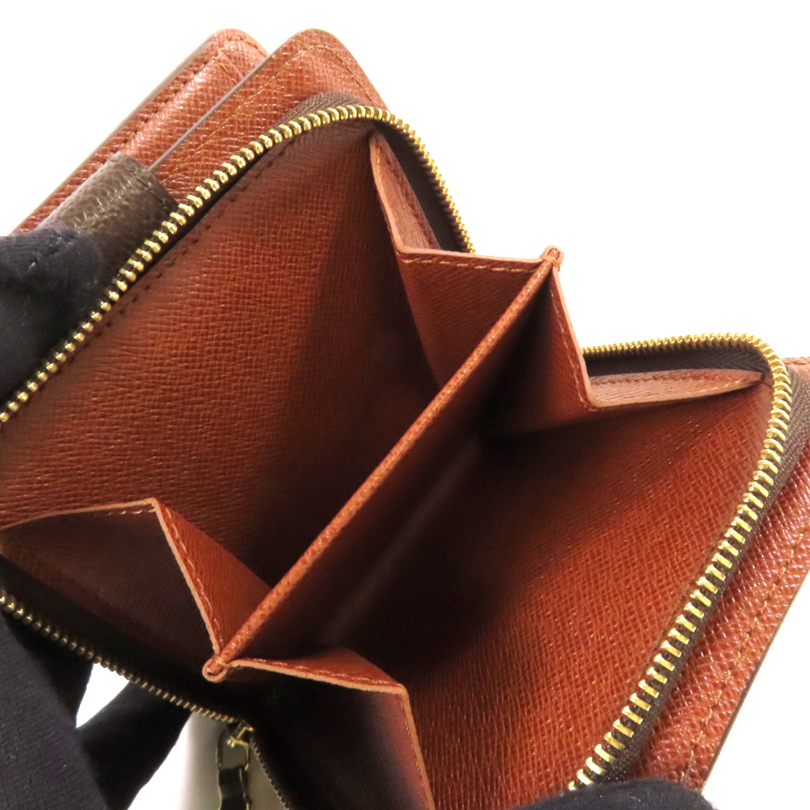 LOUIS VUITTON Monogram Compact Zip Wallet金扣錢包啡色