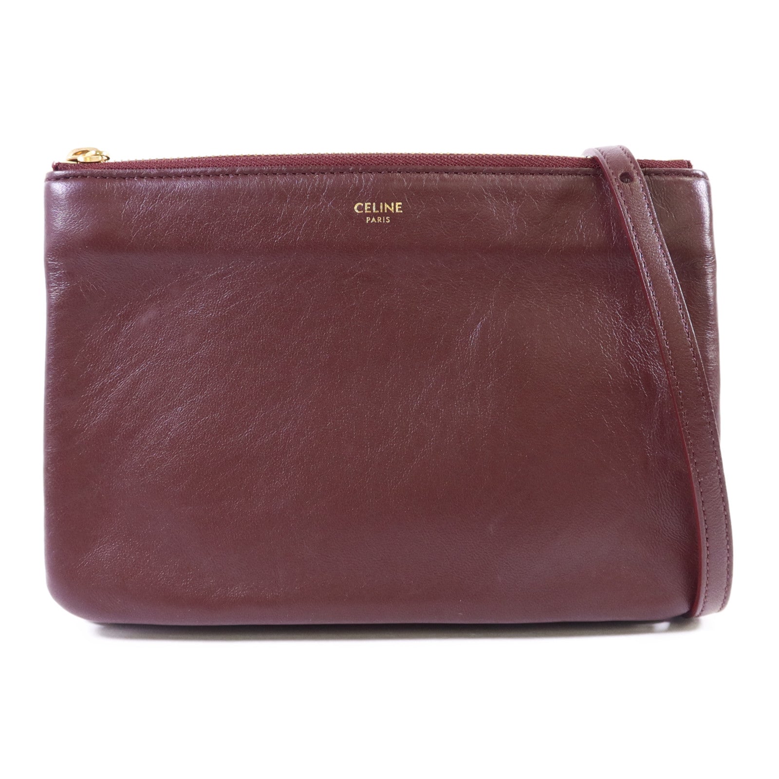 CELINE 牛皮皮革Trio Bag金扣肩背袋