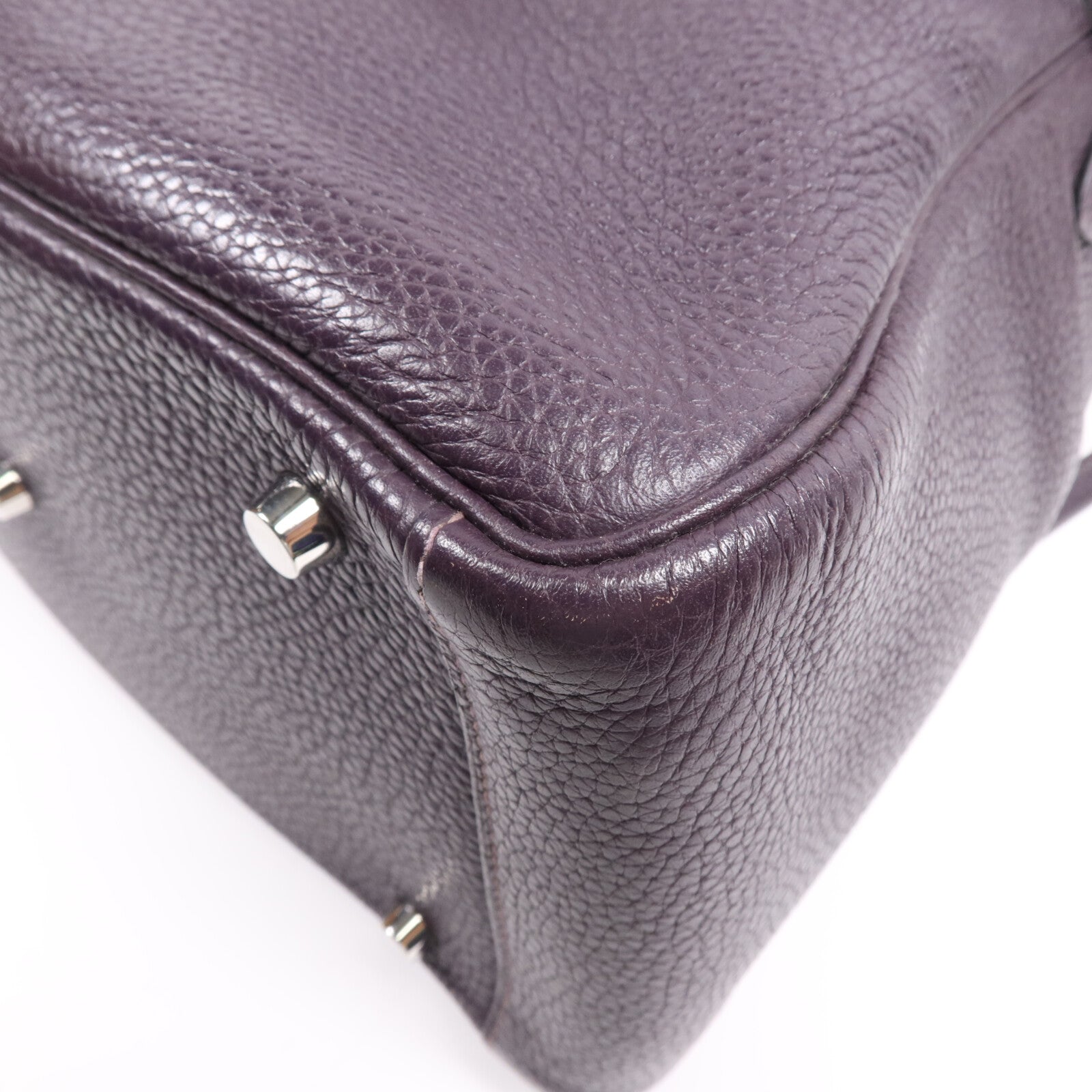 HERMES Clemence皮革Lindy 30銀扣手挽肩背兩用袋Raisin