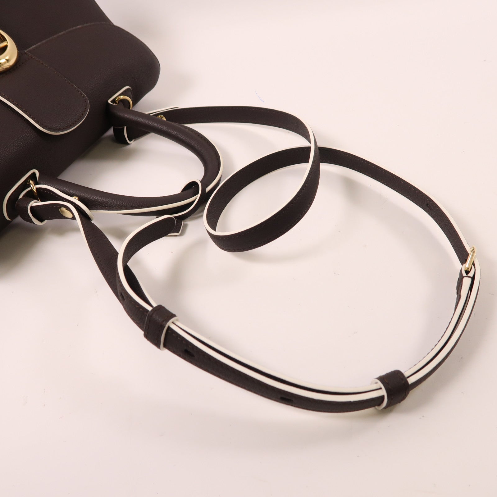 Delvaux 牛皮皮革Briliant East&West金扣手挽肩背兩用袋