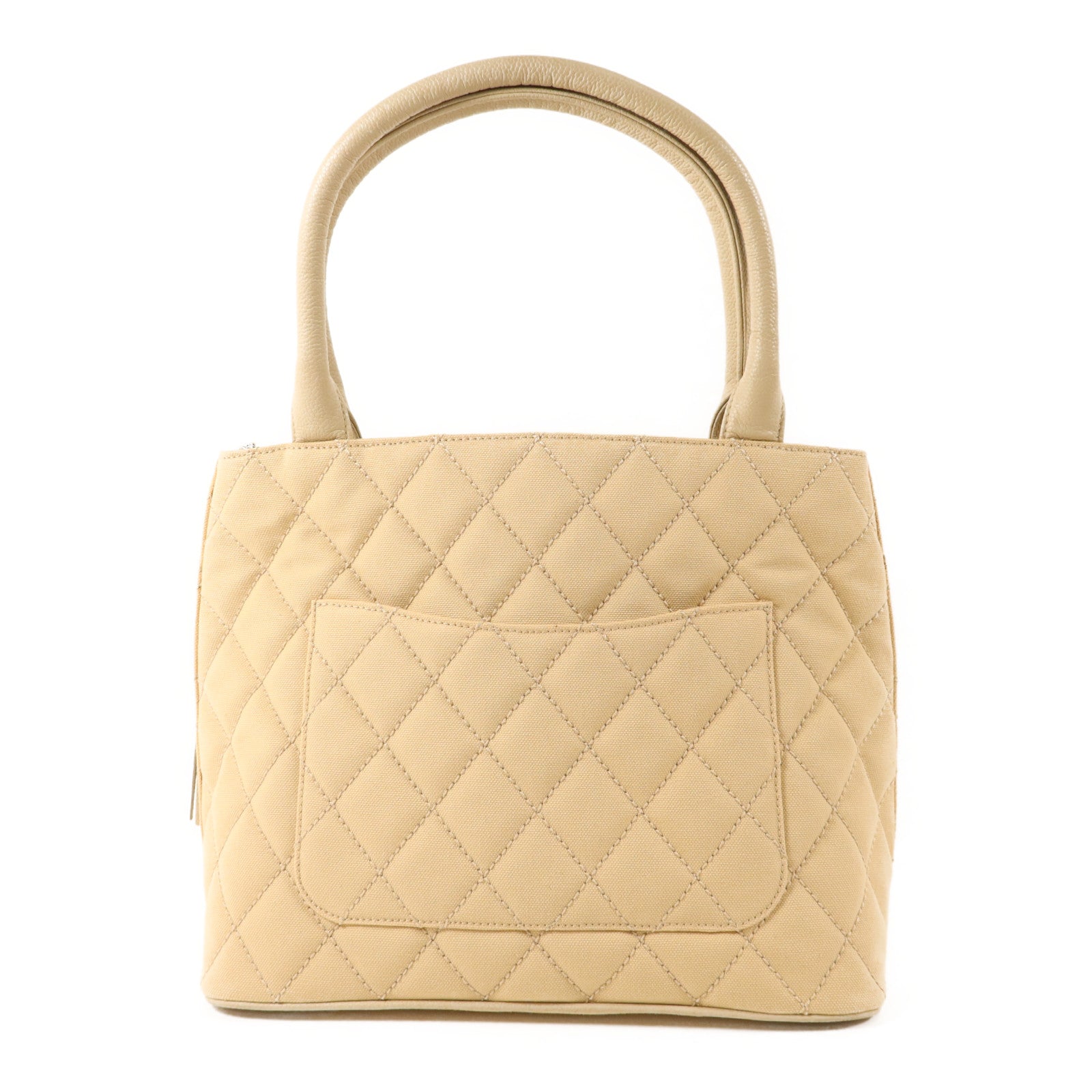 CHANEL 帆布/牛皮皮革Tote Bag銀扣手挽袋