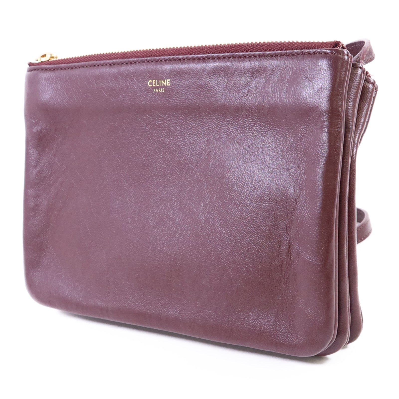 CELINE 牛皮皮革Trio Bag金扣肩背袋