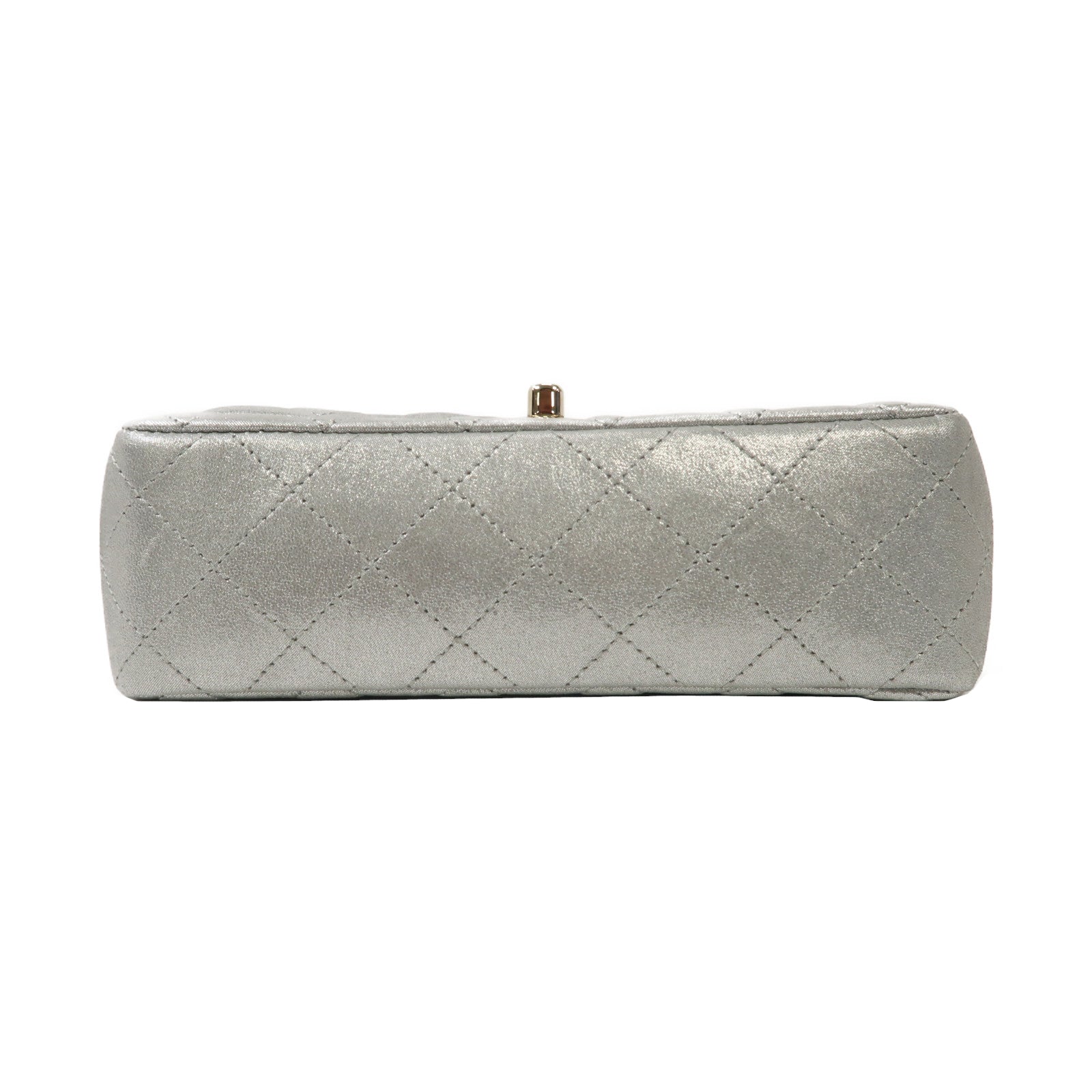 CHANEL 【激減優惠】菱格牛皮皮革Classic Flap 20 Chain Shoulder Bag金扣鏈帶肩背袋銀色