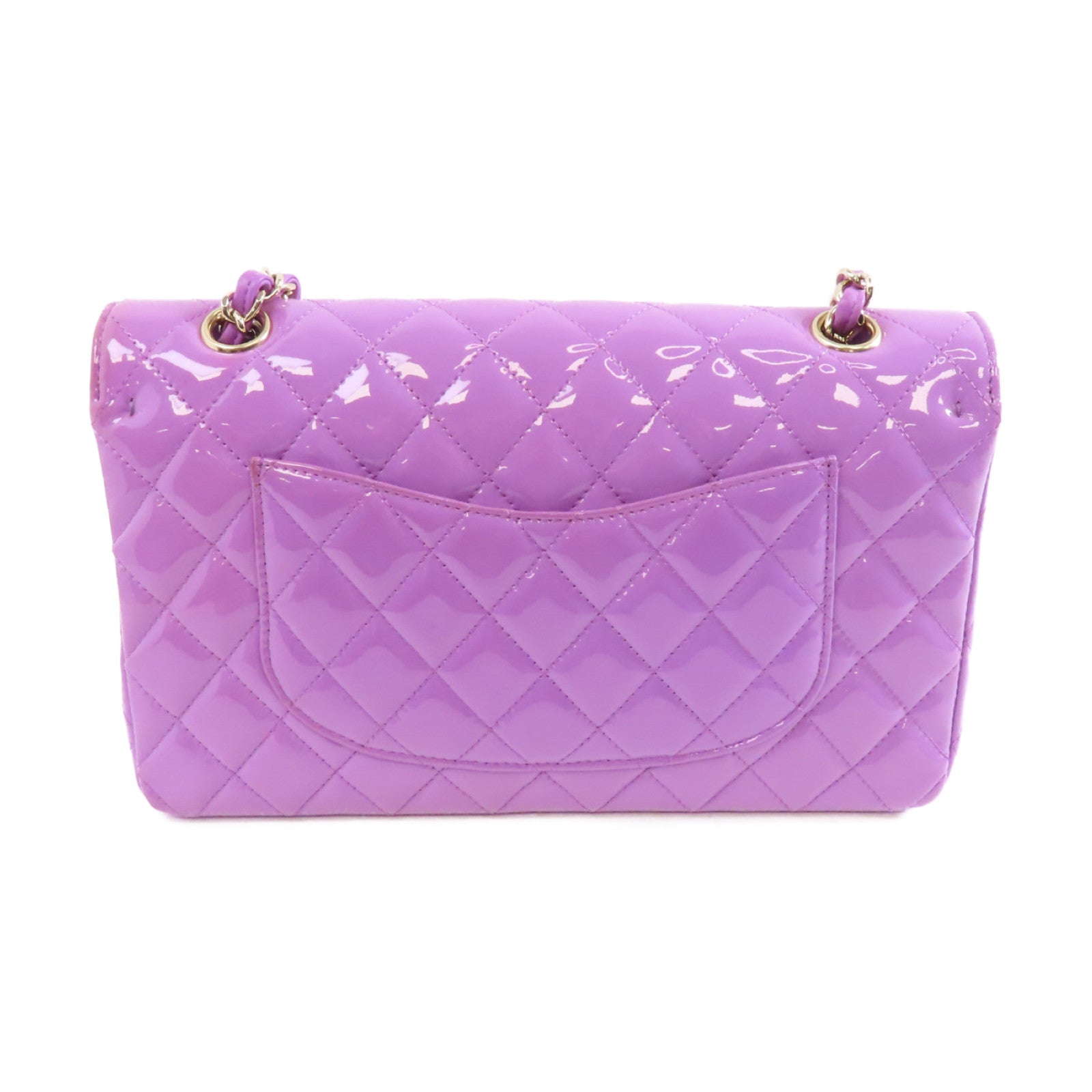 CHANEL 【激減優惠】菱格漆皮皮革Classic Chain Shoulder Bag金扣鏈帶肩背袋紫色