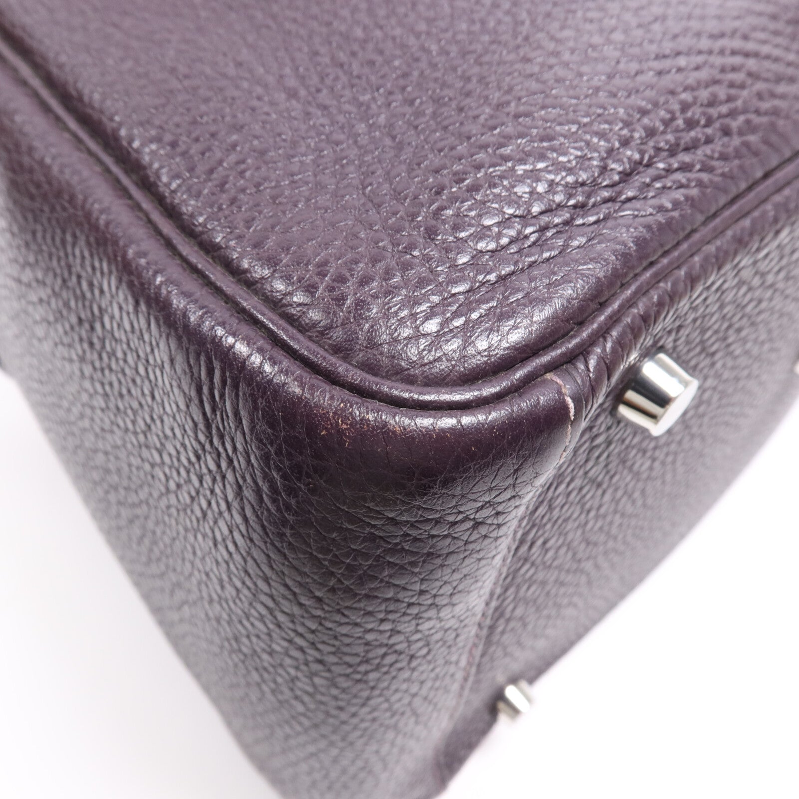 HERMES Clemence皮革Lindy 30銀扣手挽肩背兩用袋Raisin