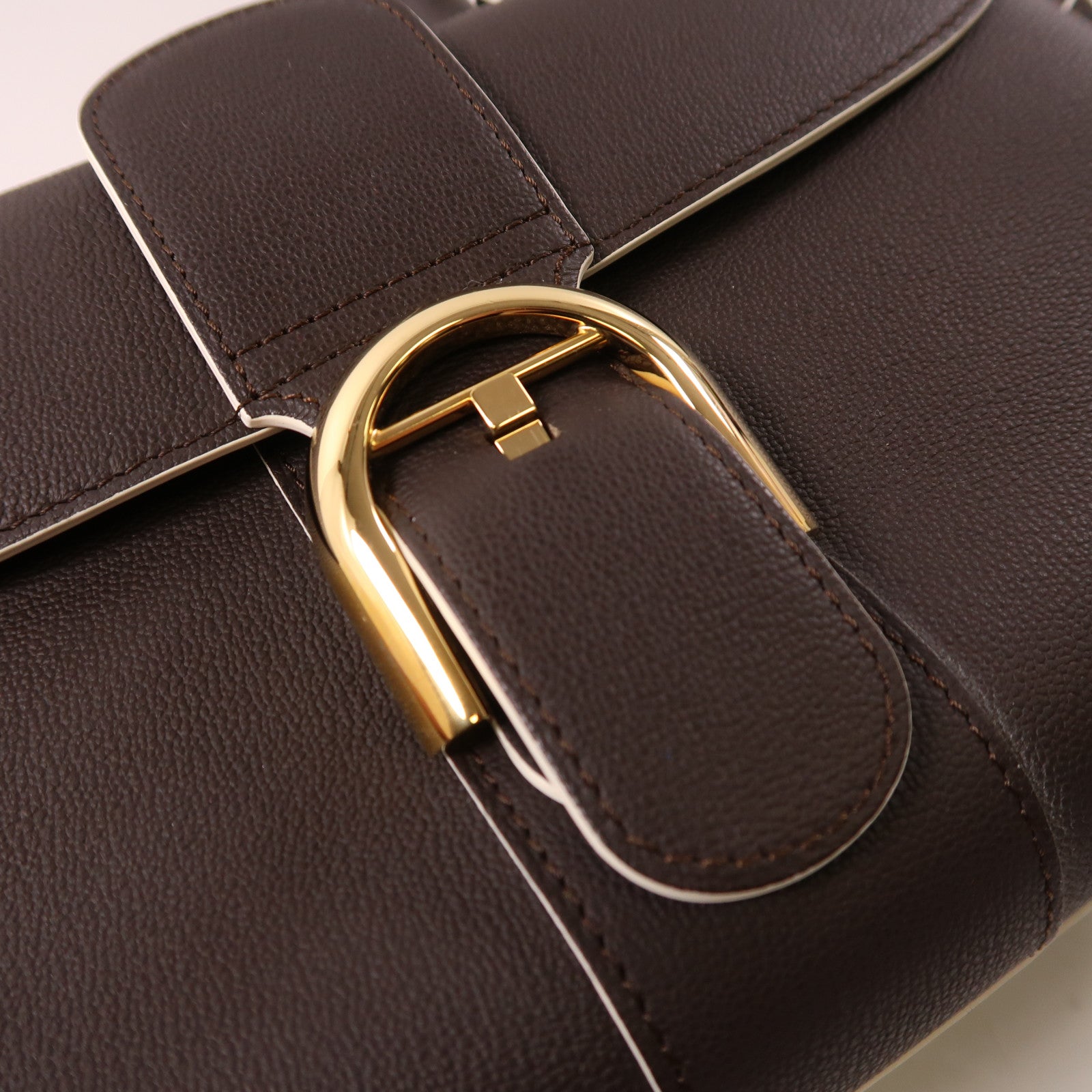 Delvaux 牛皮皮革Briliant East&West金扣手挽肩背兩用袋