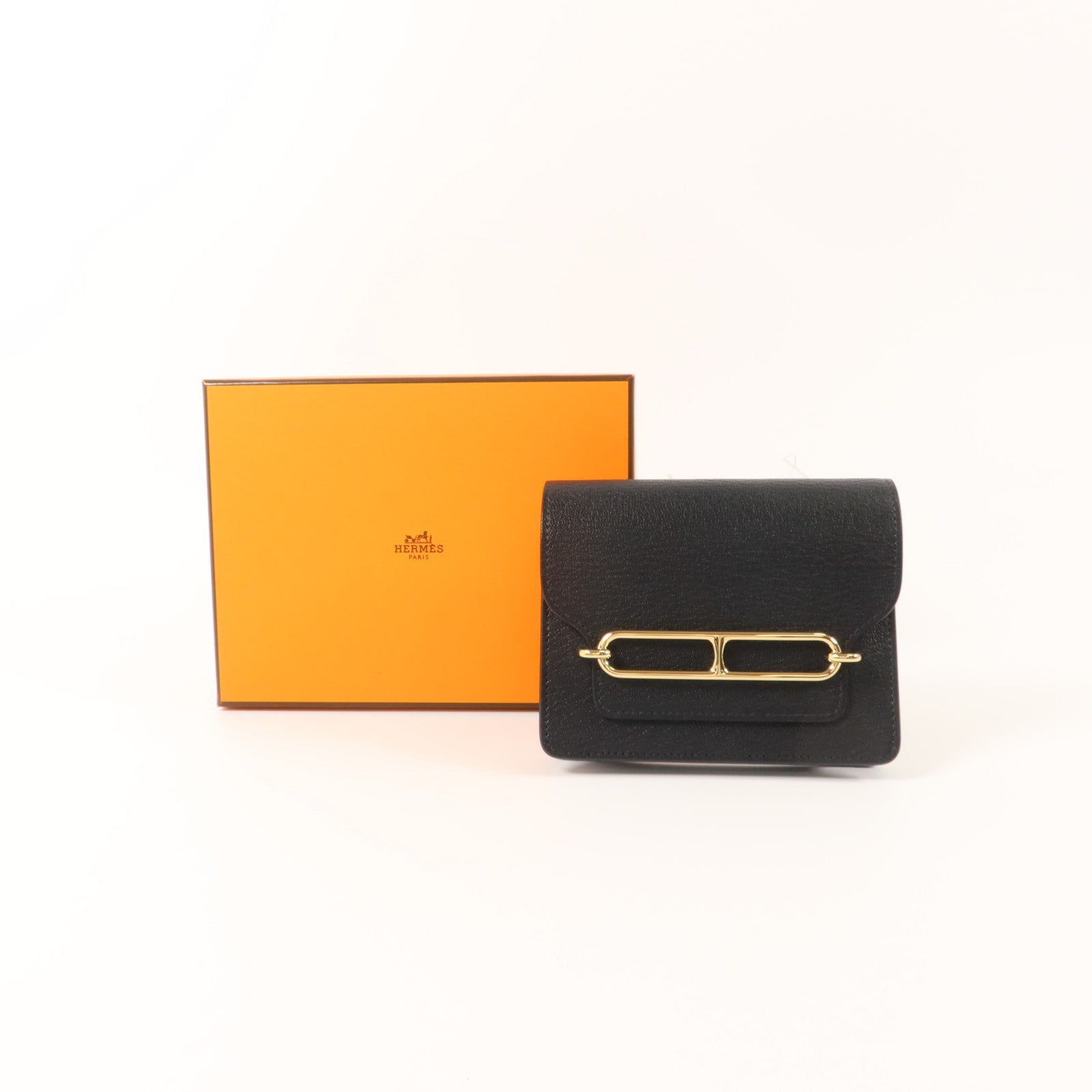HERMES Chevre皮革Roulis Slim錢包Noir