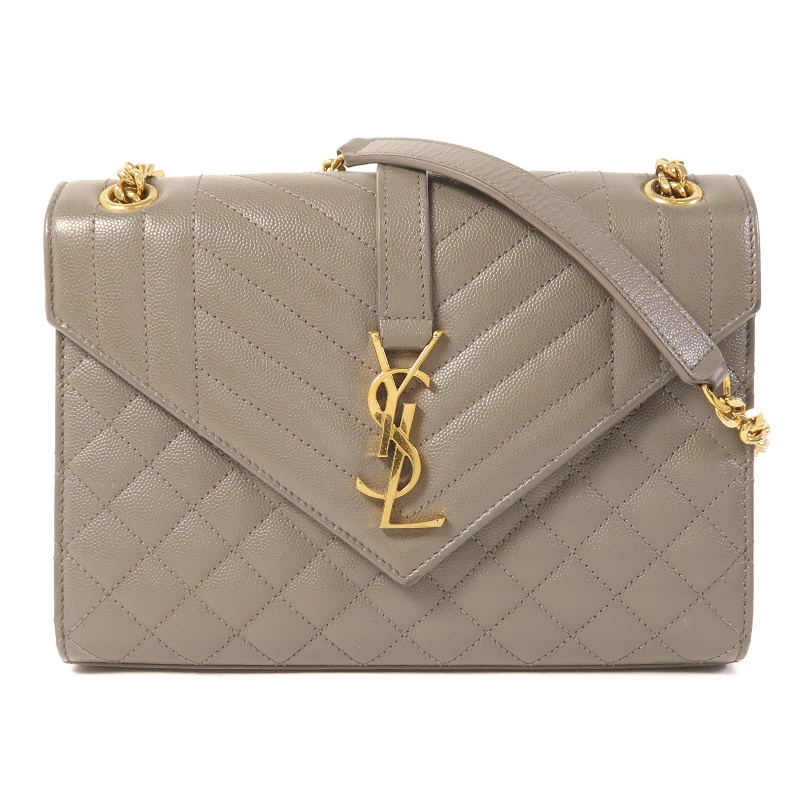 YVES SAINT LAURENT 牛皮皮革Shoulder Bag金扣鏈帶肩背袋