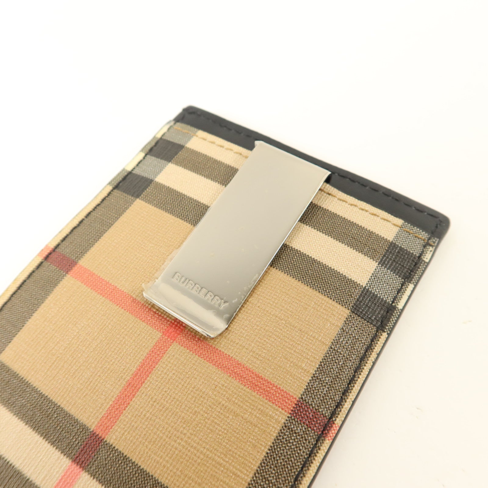 BURBERRY 牛皮皮革/塗層帆布Money Clip Card Case卡片套