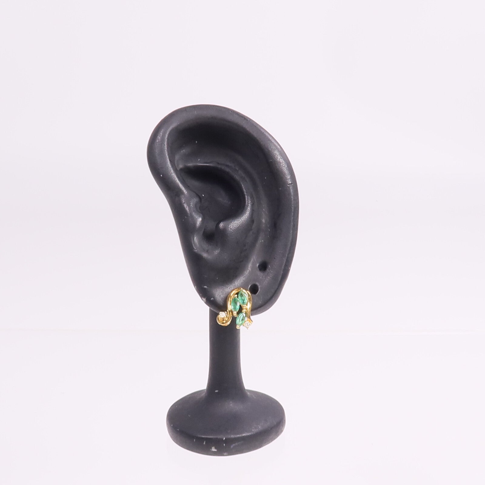 JEWELRY 【激減優惠】18K黃金Emerald Diamond Earrings綠寶石/鑽石耳環