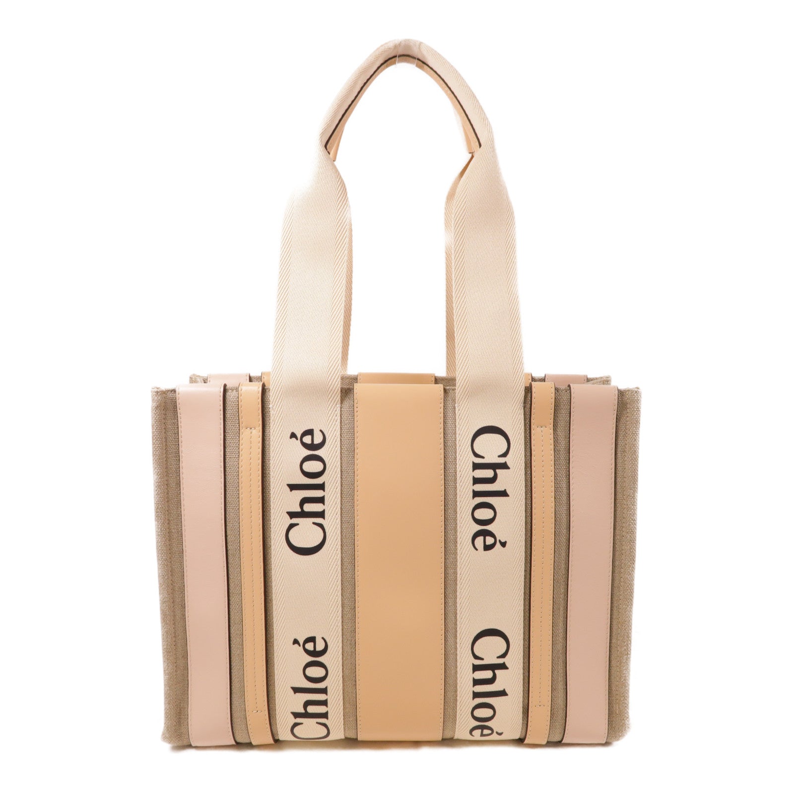 Chloe 帆布/皮革Woody Tote Bag肩背袋