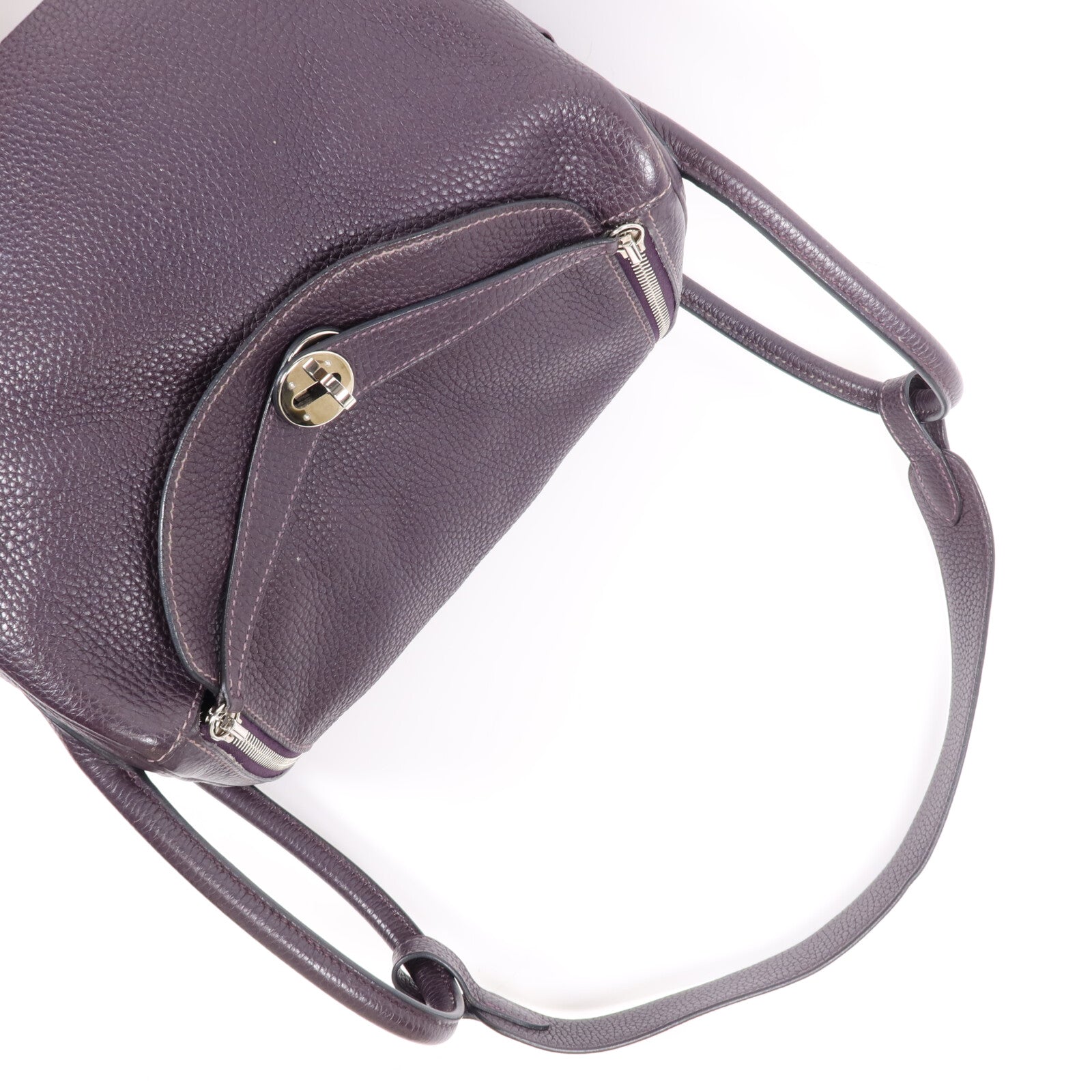 HERMES Clemence皮革Lindy 30銀扣手挽肩背兩用袋Raisin