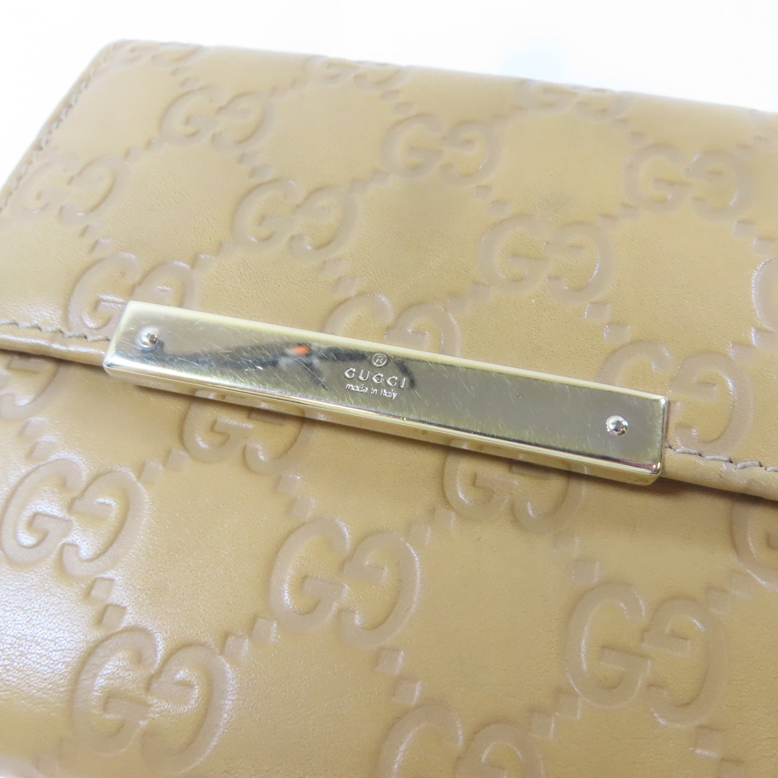 GUCCI 牛皮皮革Bifold Wallet金扣錢包啡色
