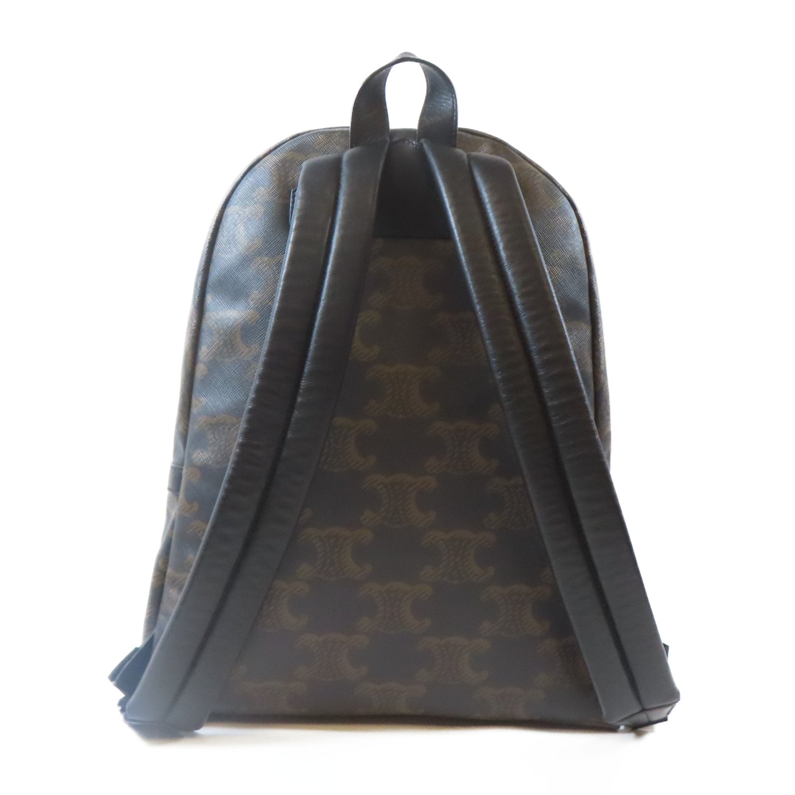 CELINE 塗層帆布Triomphe Backpack銀扣背包啡色