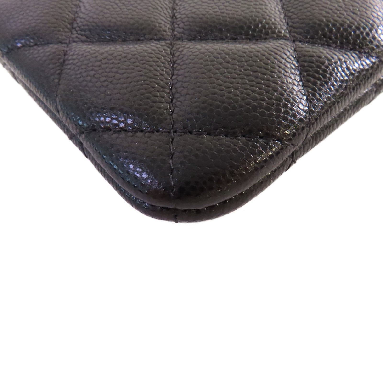 CHANEL 菱格Caviar皮革Coin Card Case金扣零錢包/卡片套黑色