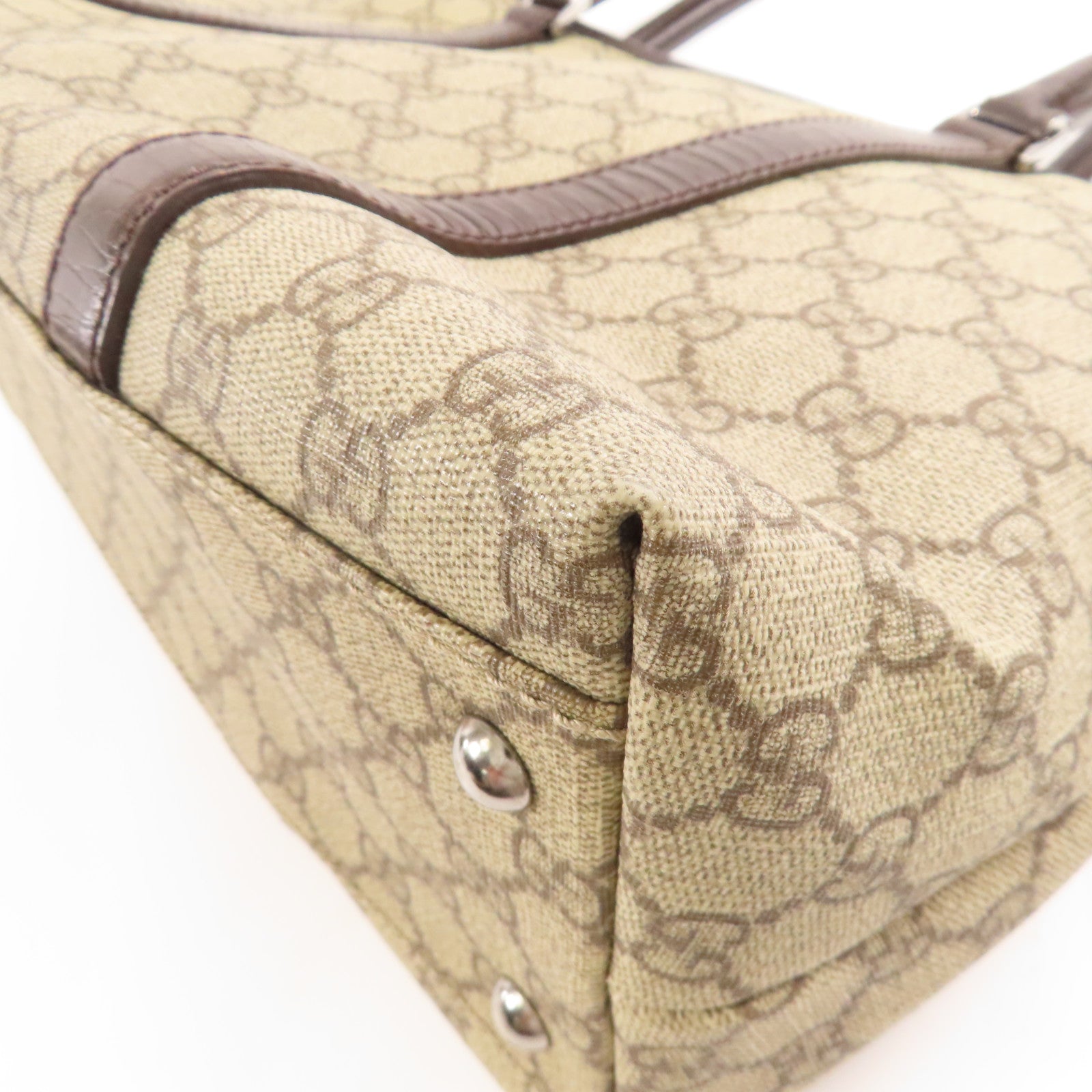 GUCCI 塗層帆布Tote Bag銀扣手挽袋