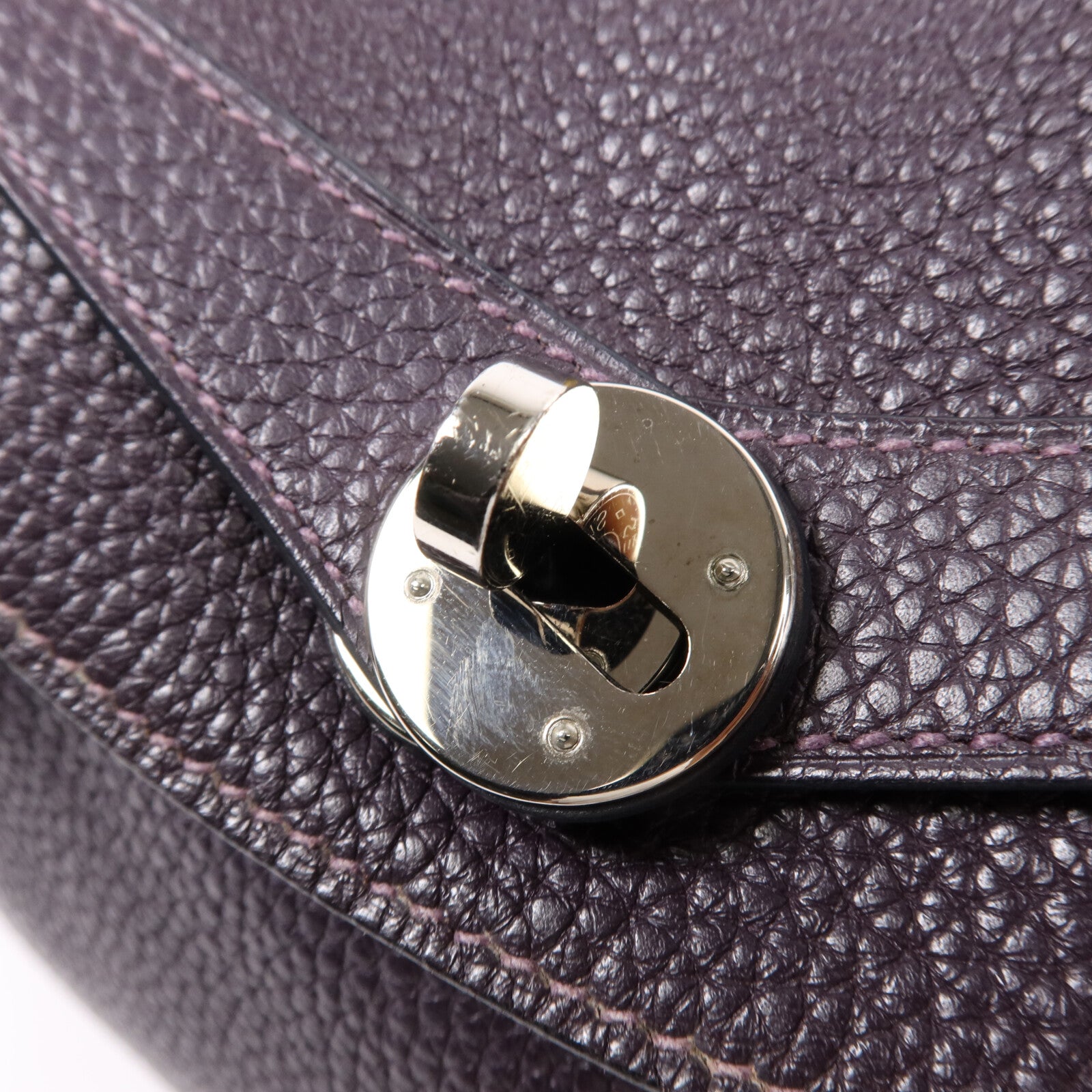 HERMES Clemence皮革Lindy 30銀扣手挽肩背兩用袋Raisin