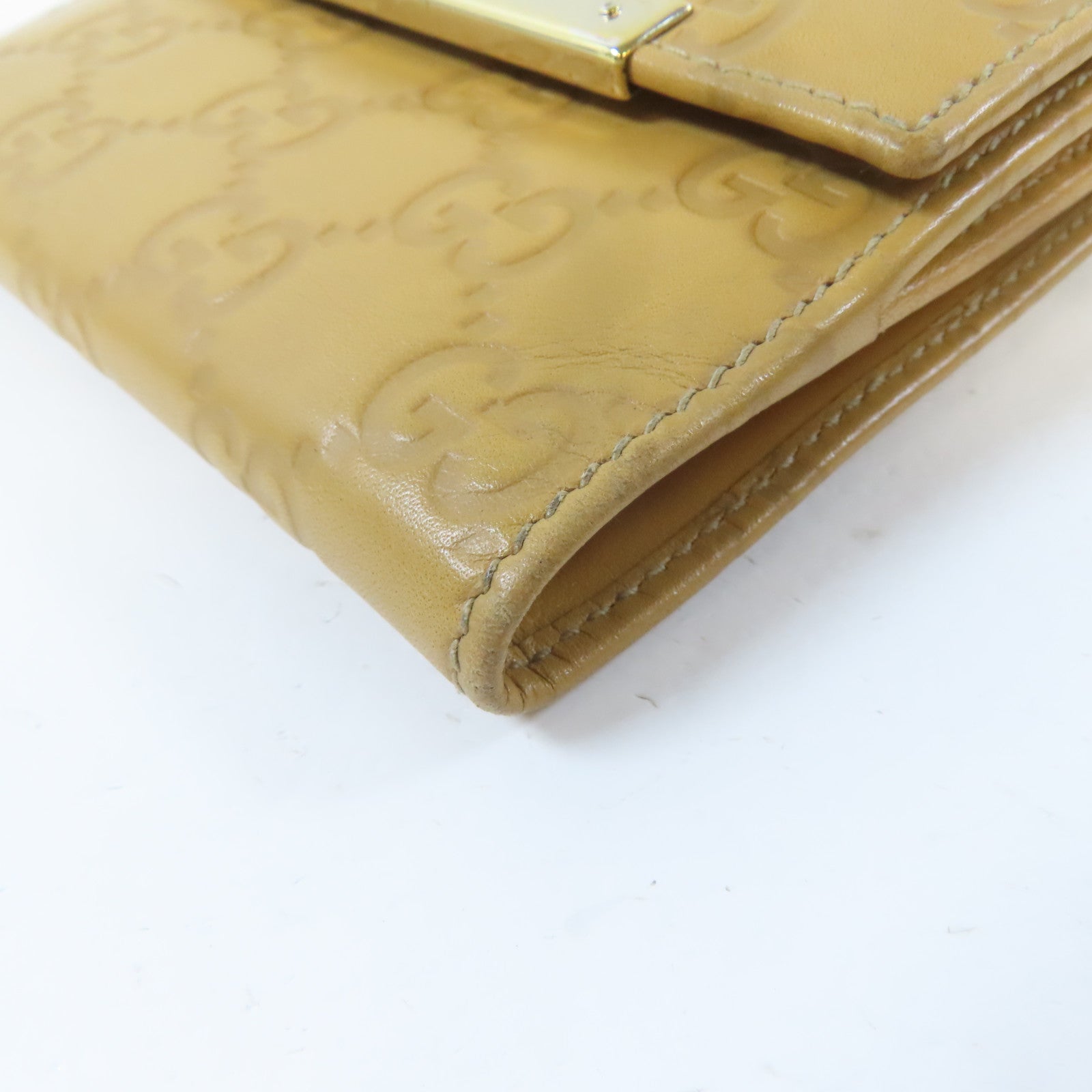 GUCCI 牛皮皮革Bifold Wallet金扣錢包啡色