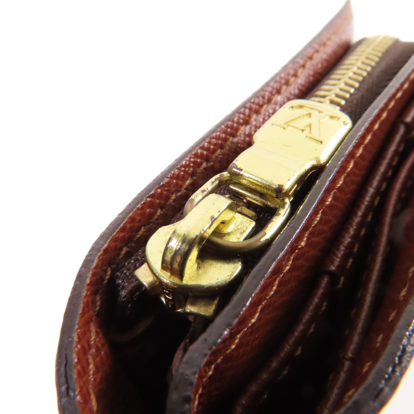 LOUIS VUITTON Monogram Compact Zip Wallet金扣錢包啡色