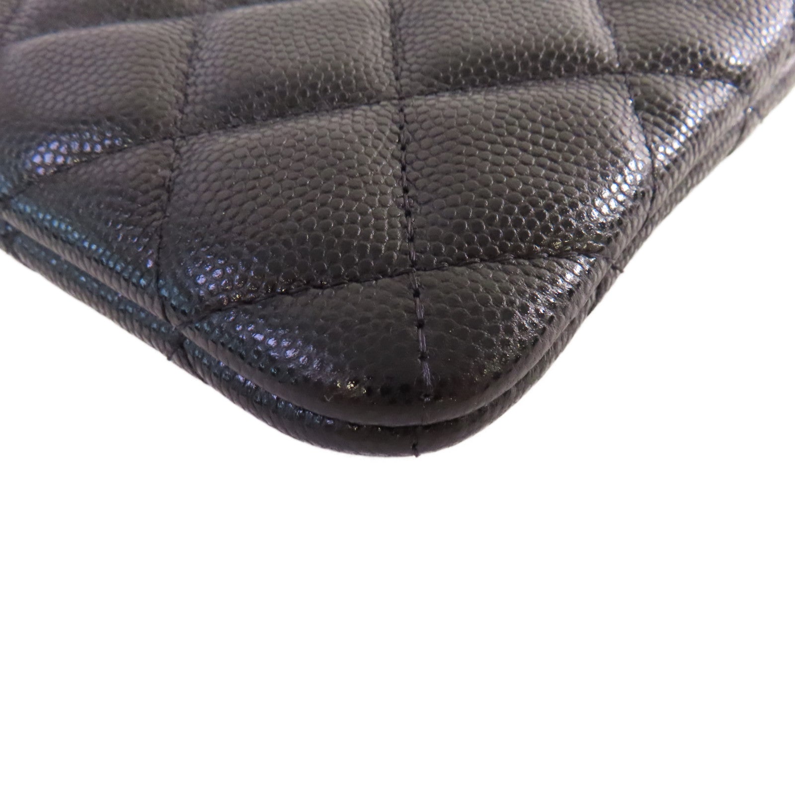 CHANEL 菱格Caviar皮革Coin Card Case金扣零錢包/卡片套黑色