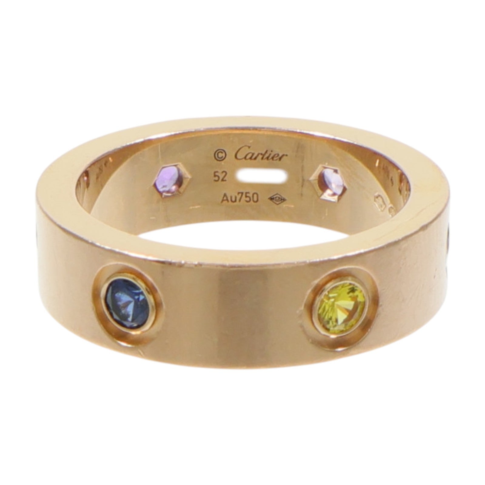 CARTIER 18K玫瑰金Love Ring藍寶石/石榴石/紫水晶戒指