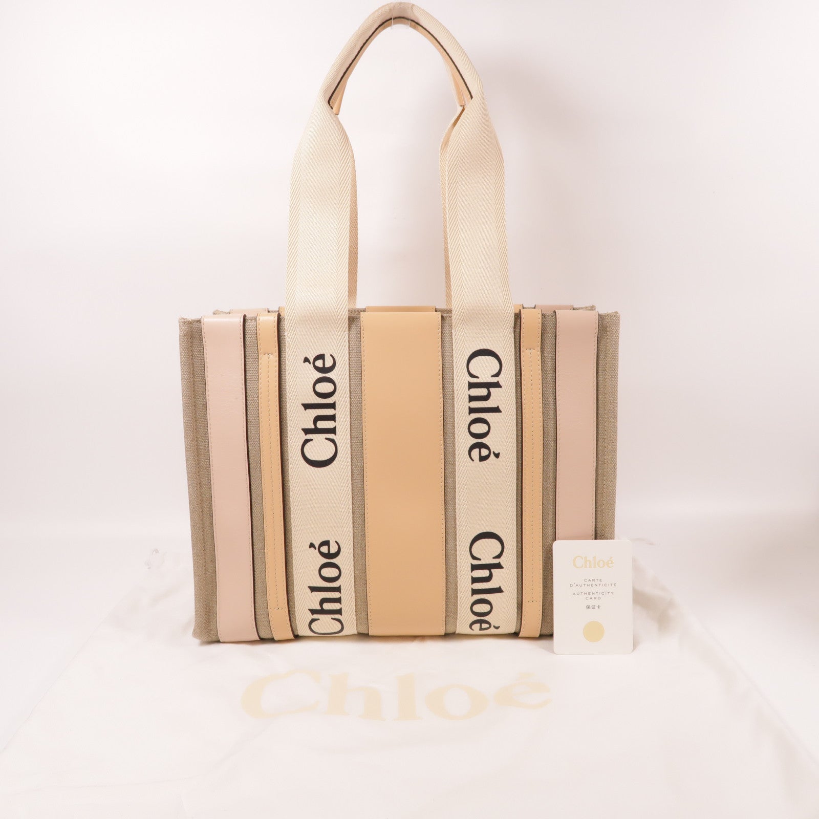 Chloe 帆布/皮革Woody Tote Bag肩背袋