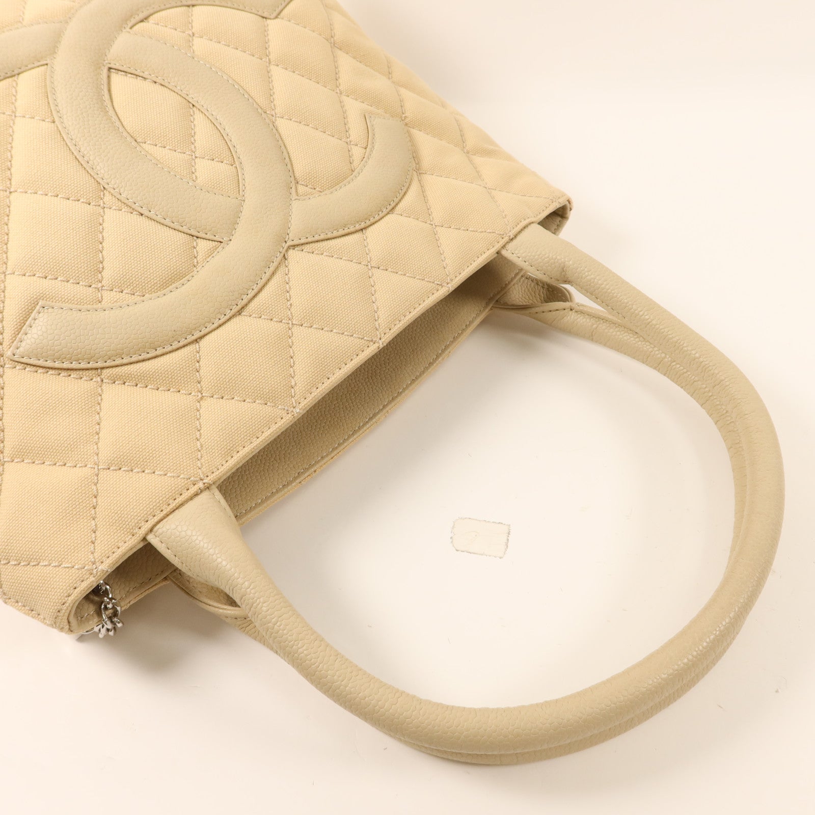 CHANEL 帆布/牛皮皮革Tote Bag銀扣手挽袋