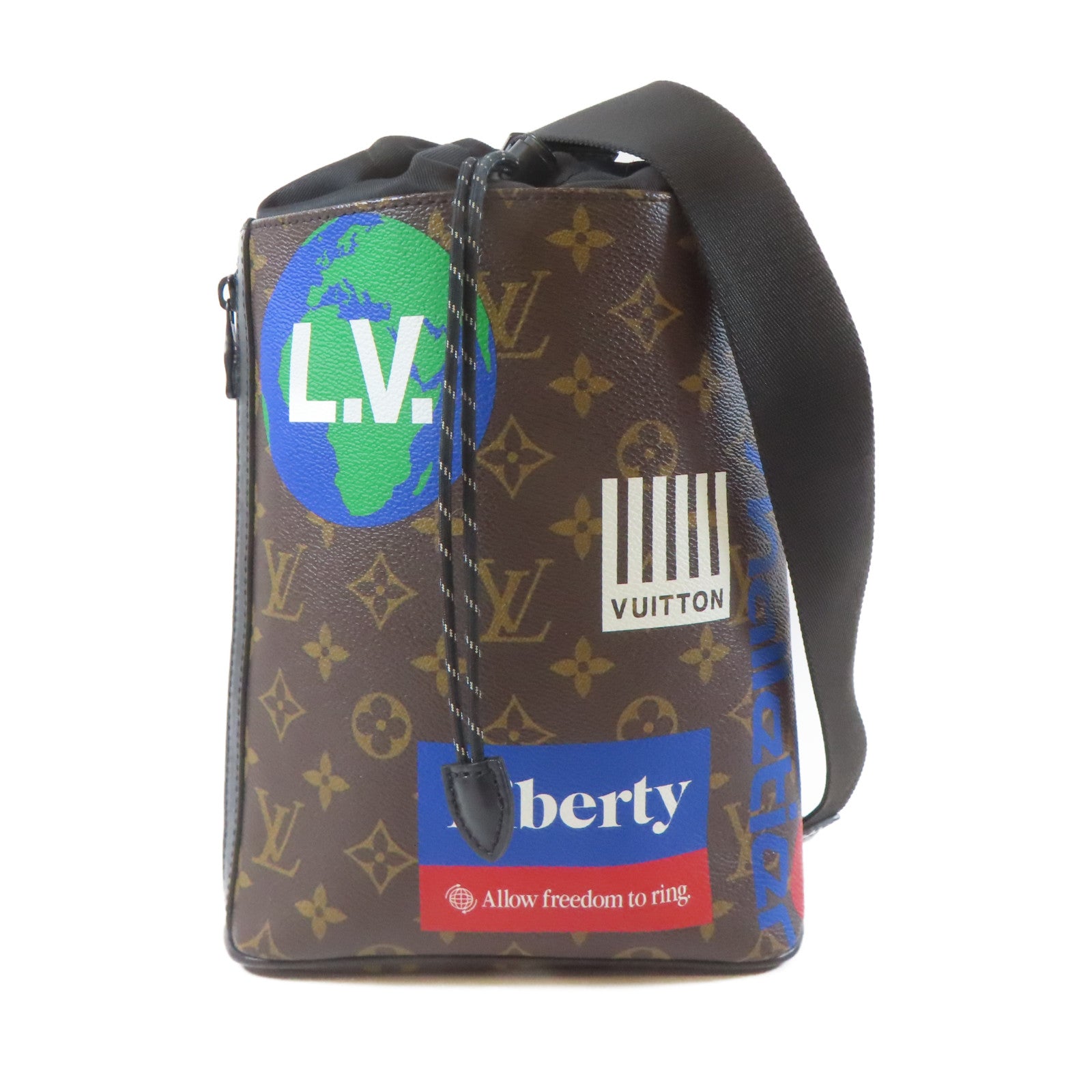 LOUIS VUITTON Monogram Chalk Sling黑扣肩背袋啡色