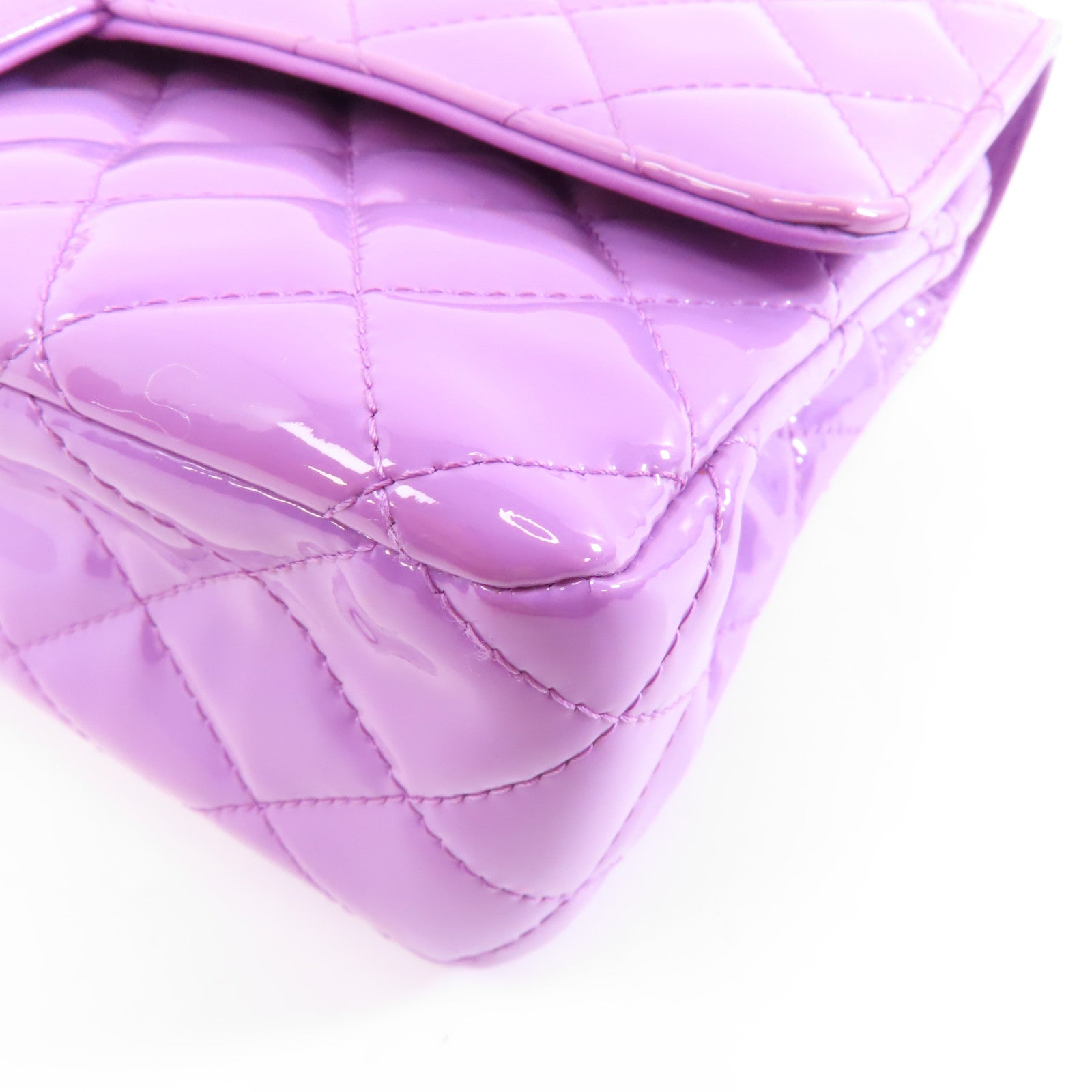 CHANEL 【激減優惠】菱格漆皮皮革Classic Chain Shoulder Bag金扣鏈帶肩背袋紫色