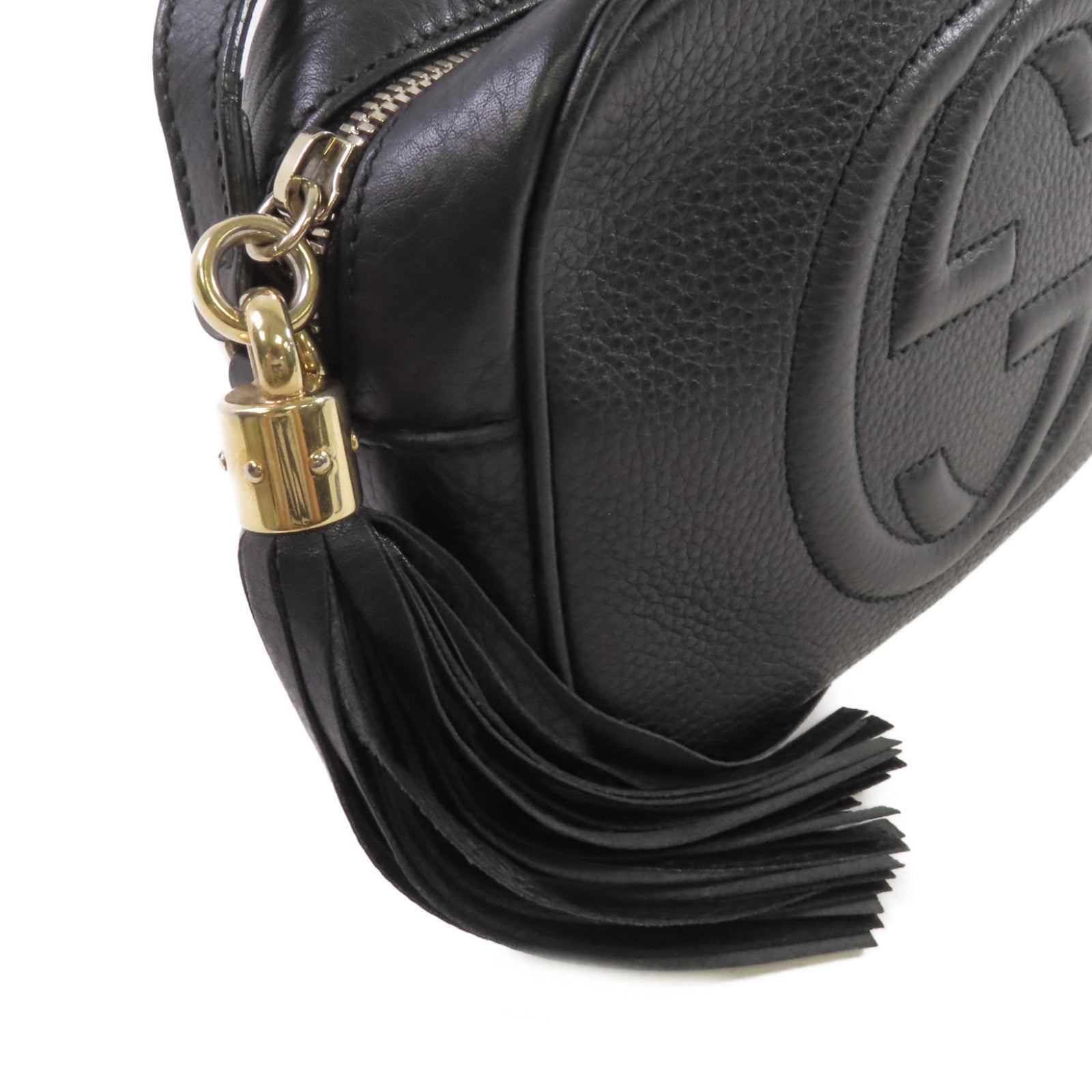 GUCCI 牛皮皮革Soho Disco Shoulder Bag金扣肩背袋黑色