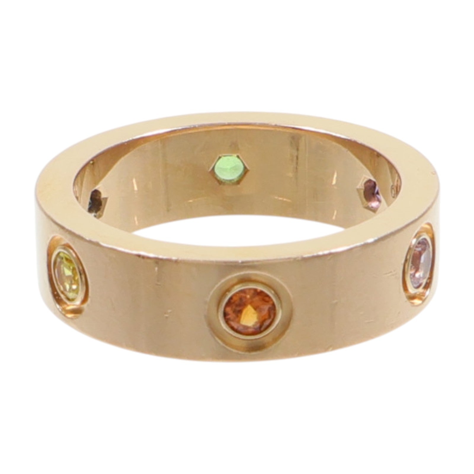 CARTIER 18K玫瑰金Love Ring藍寶石/石榴石/紫水晶戒指