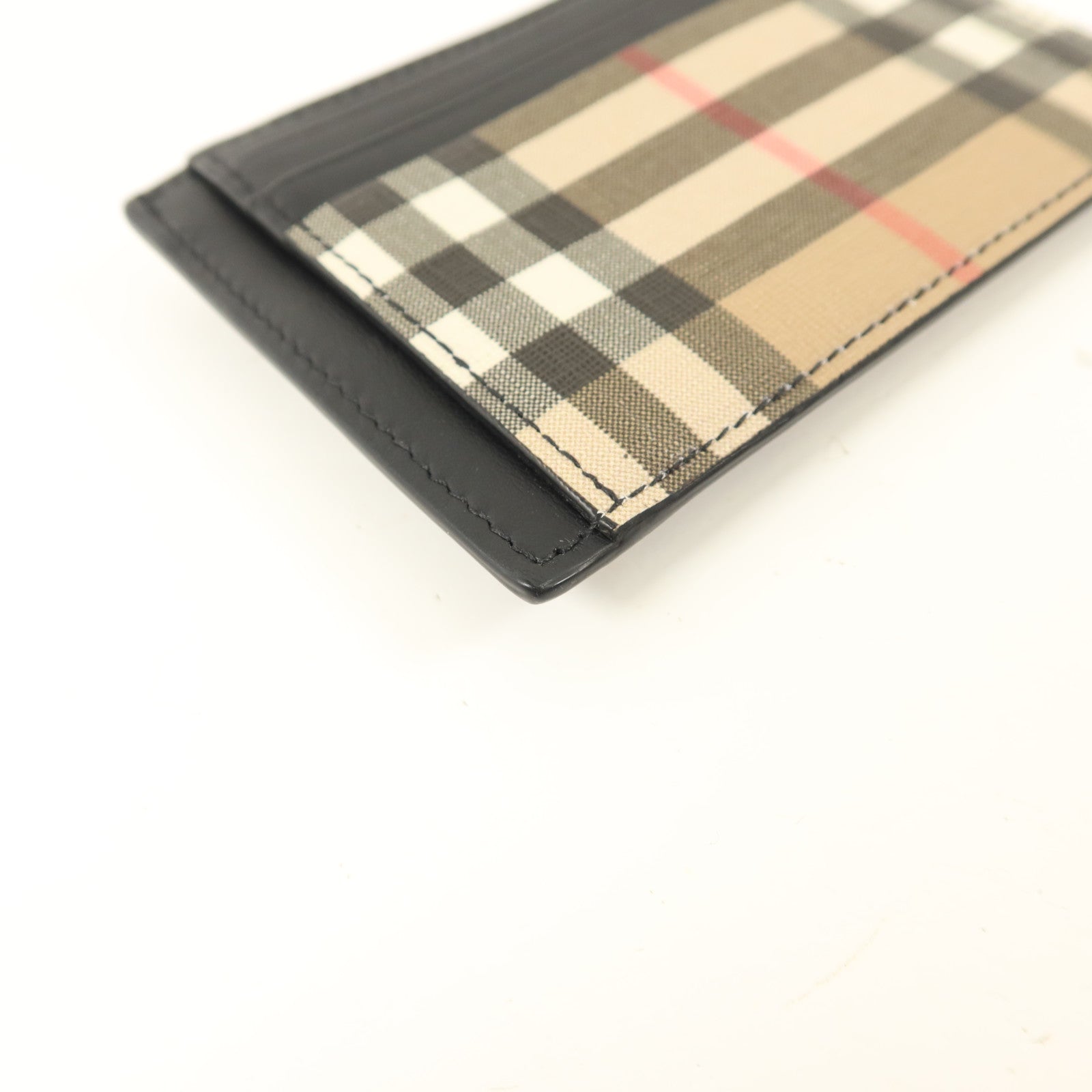 BURBERRY 牛皮皮革/塗層帆布Money Clip Card Case卡片套