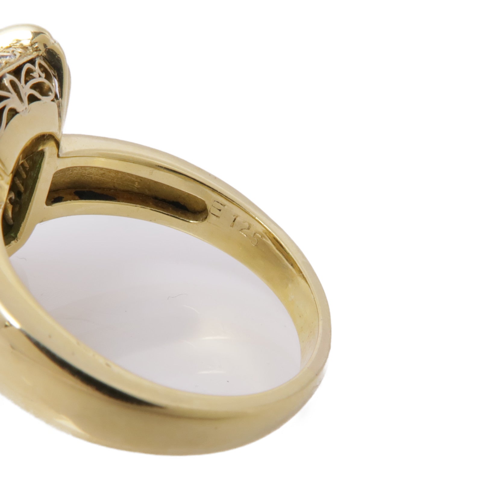 JEWELRY 【激減優惠】18K黃金Emerald Diamond Ring綠寶石/鑽石戒指US#7