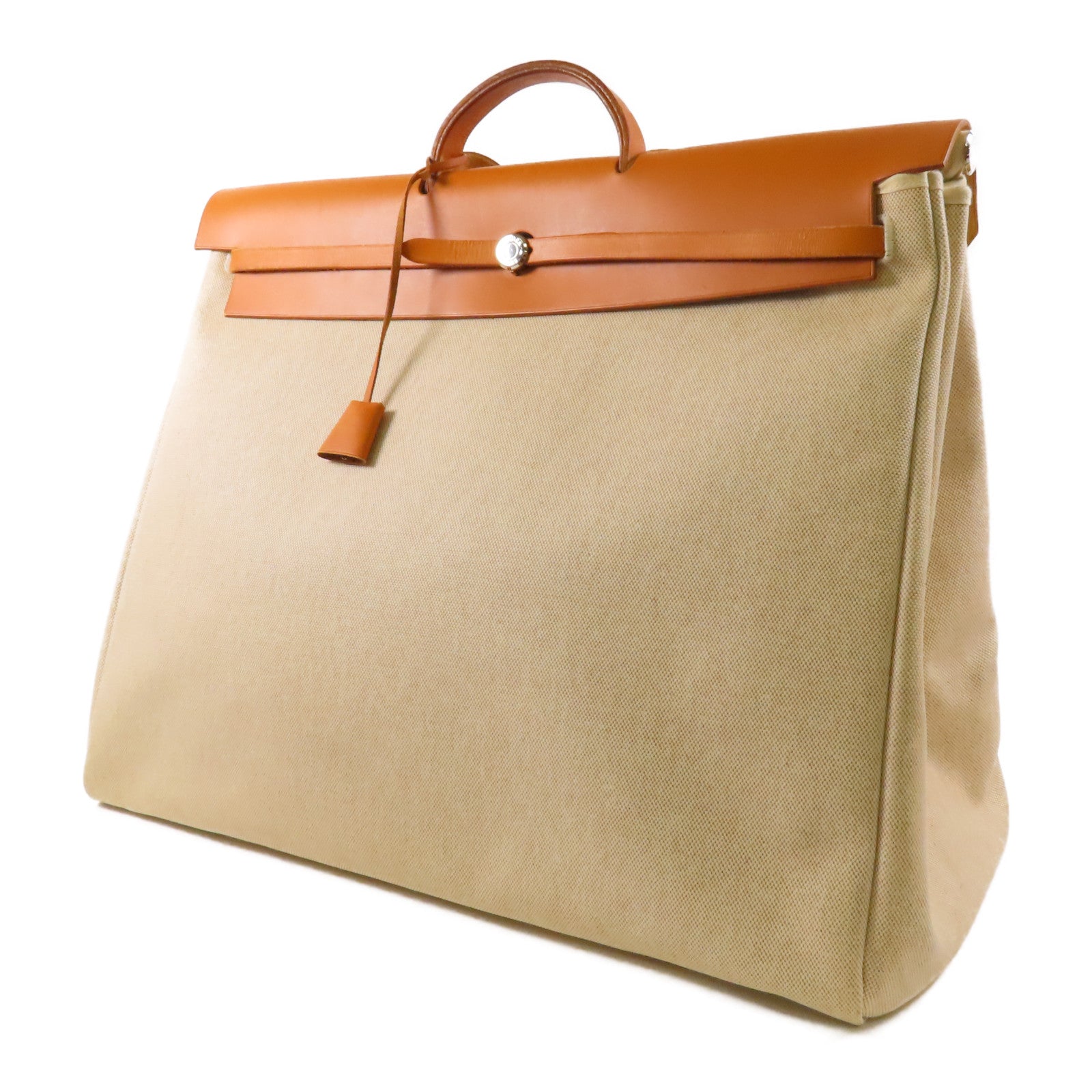 HERMES Toile H Herbag TGM銀扣手挽肩背兩用袋Beige