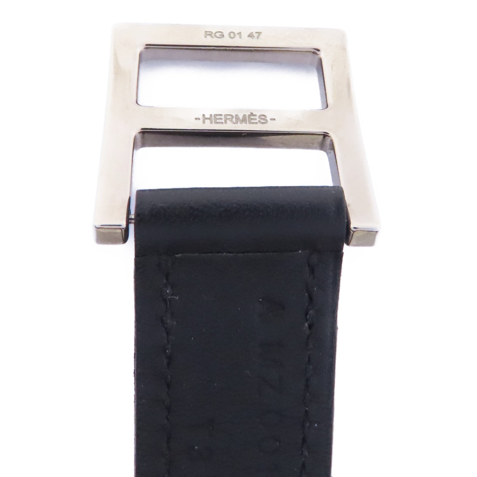 HERMES Swift皮革Bracelet銀扣手鐲黑色